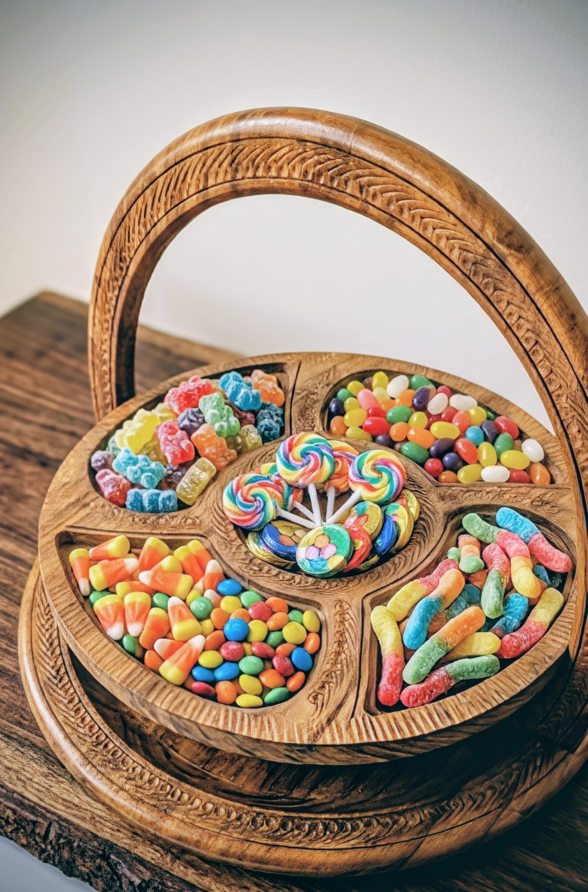 Handcrafted Wooden Collapsible Fruit Basket & Trivet