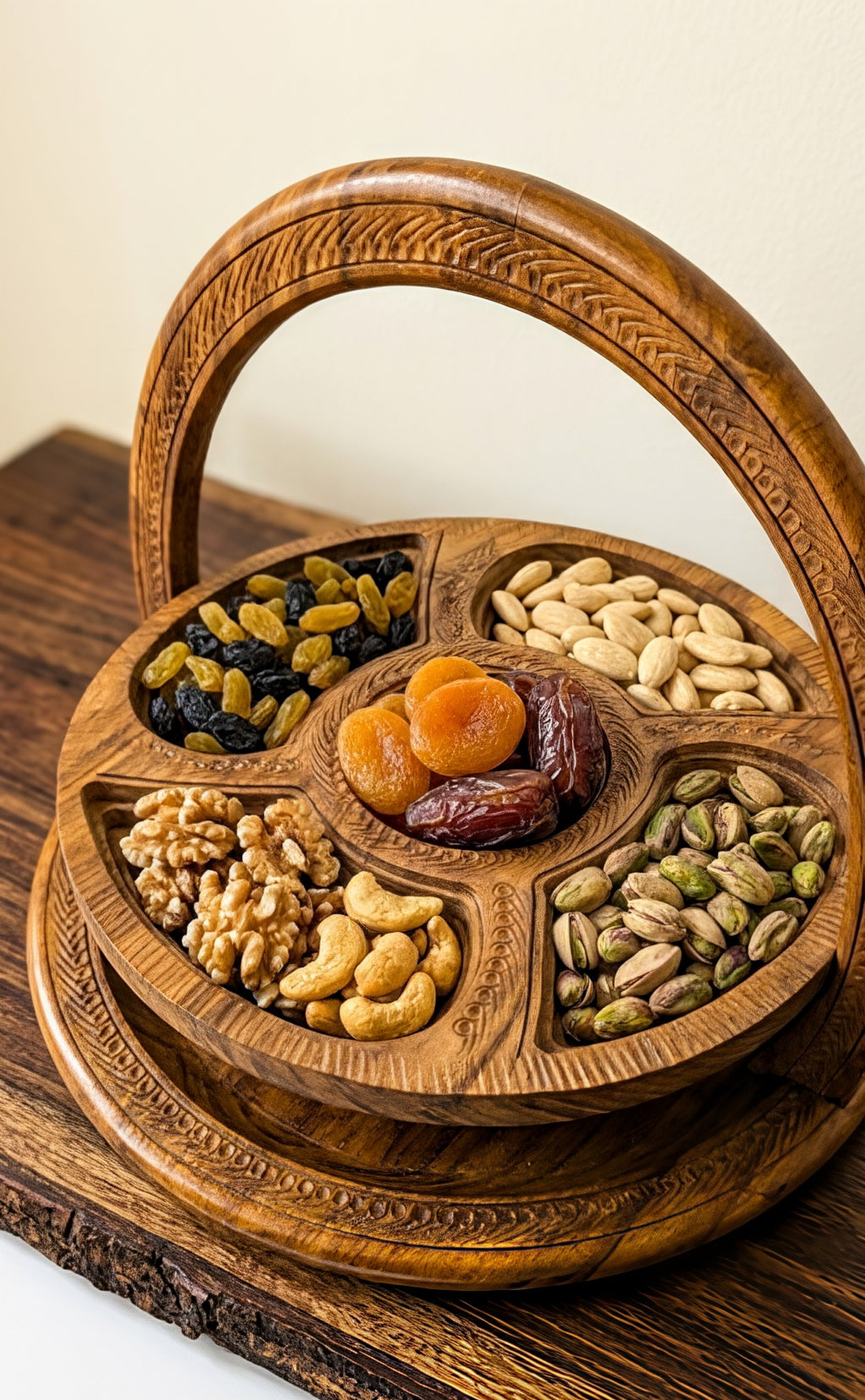 Handcrafted Wooden Collapsible Fruit Basket & Trivet