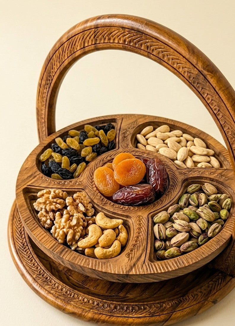 Handcrafted Wooden Collapsible Fruit Basket & Trivet