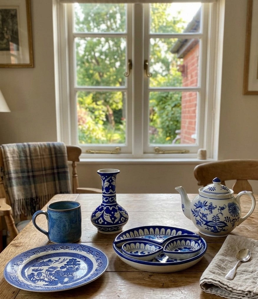 Handcrafted Multani Blue Pottery 3-Piece Serving & Snack Bowl Set