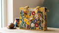 Handcrafted Jute Tote Bag with Traditional Multani Floral Embroidery