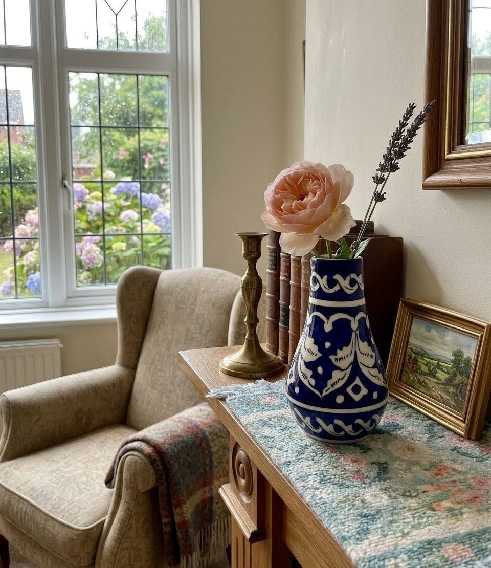 Handcrafted Multani Blue Pottery Ceramic Bud Vase (Approx. 4 Inches)