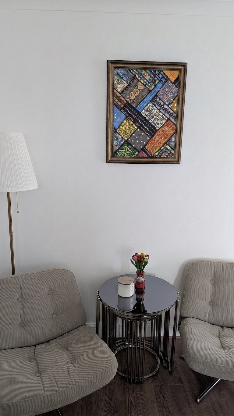 Handcrafted Sindhi Patchwork Wall Hanging 17" x 27" Vibrant Tapestry - Single