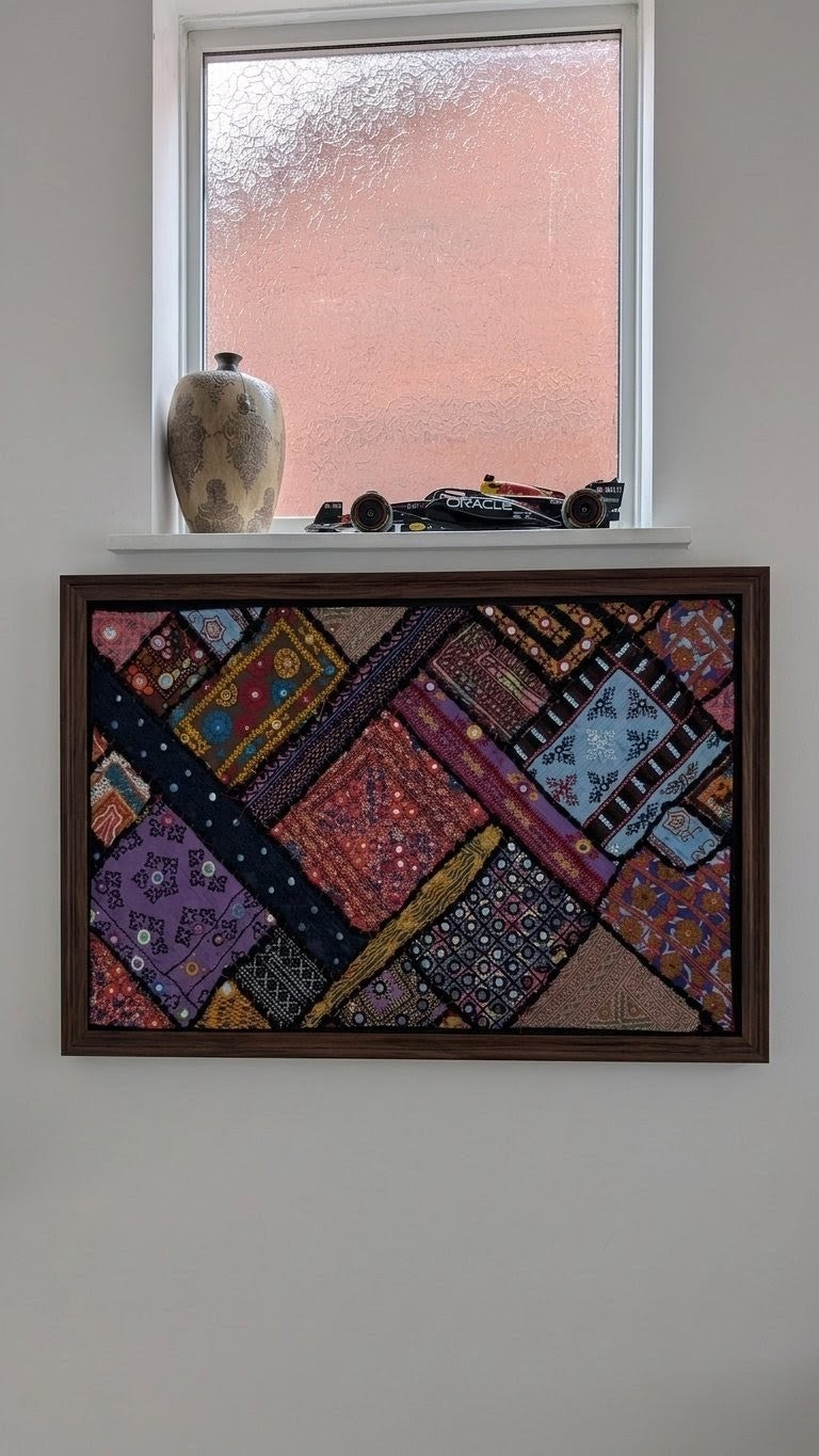 Handmade Sindhi Patchwork Decor | Traditional Multi-Color Work Tapestry 35" x 22"