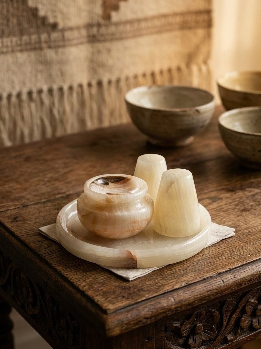 Handcrafted Natural Onyx Salt & Pepper Shaker Set