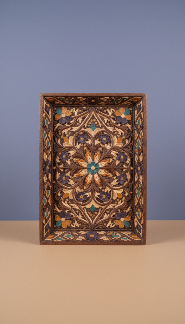 Hand-carved Walnut Serving Tray