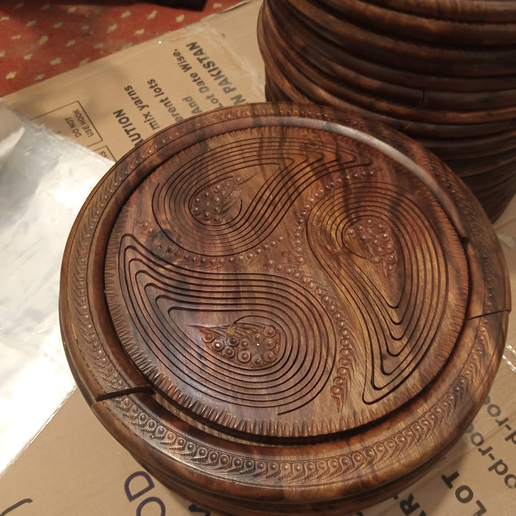 Handcrafted Wooden Collapsible Fruit Basket & Trivet