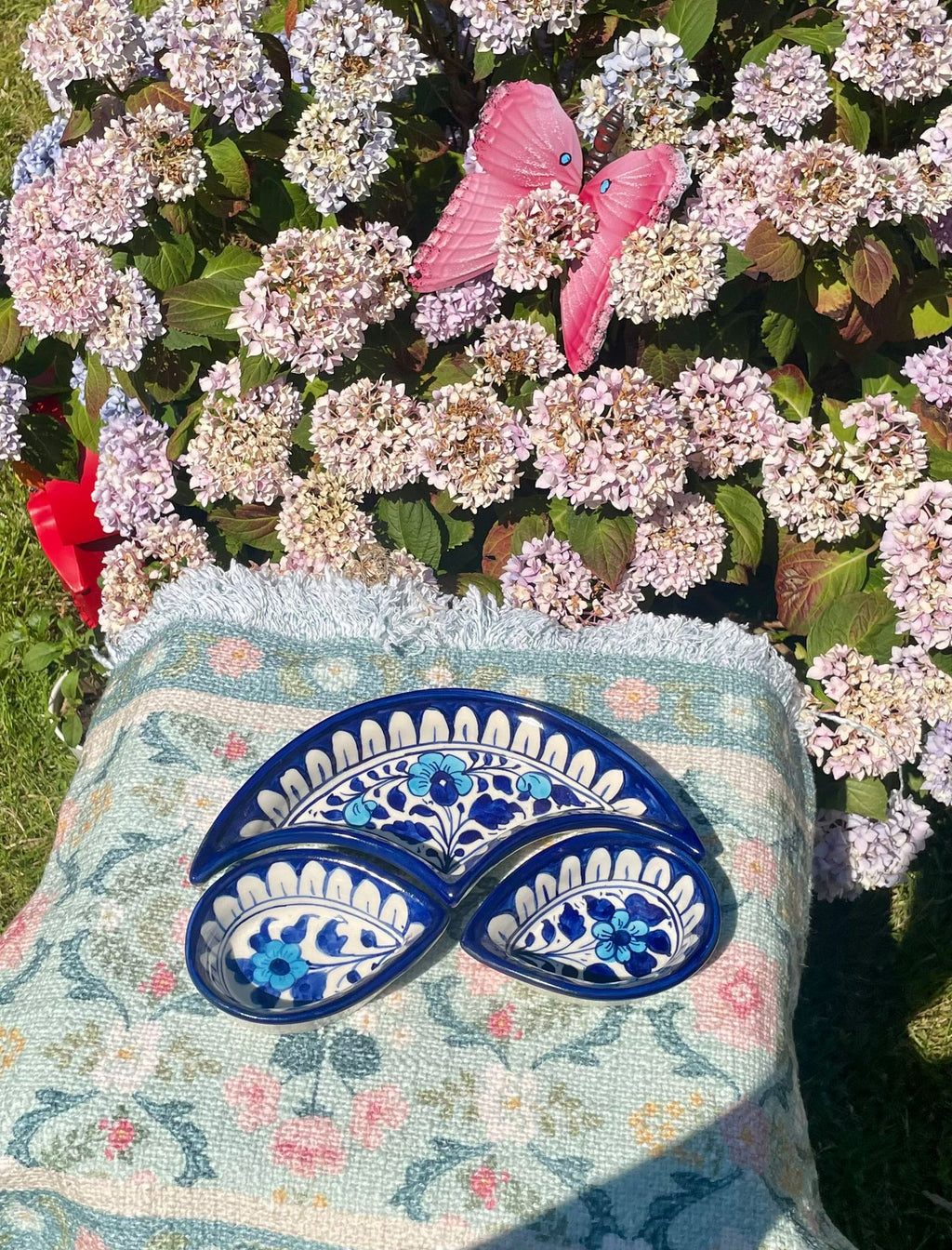 Handcrafted Multani Blue Pottery 3-Piece Serving & Snack Bowl Set