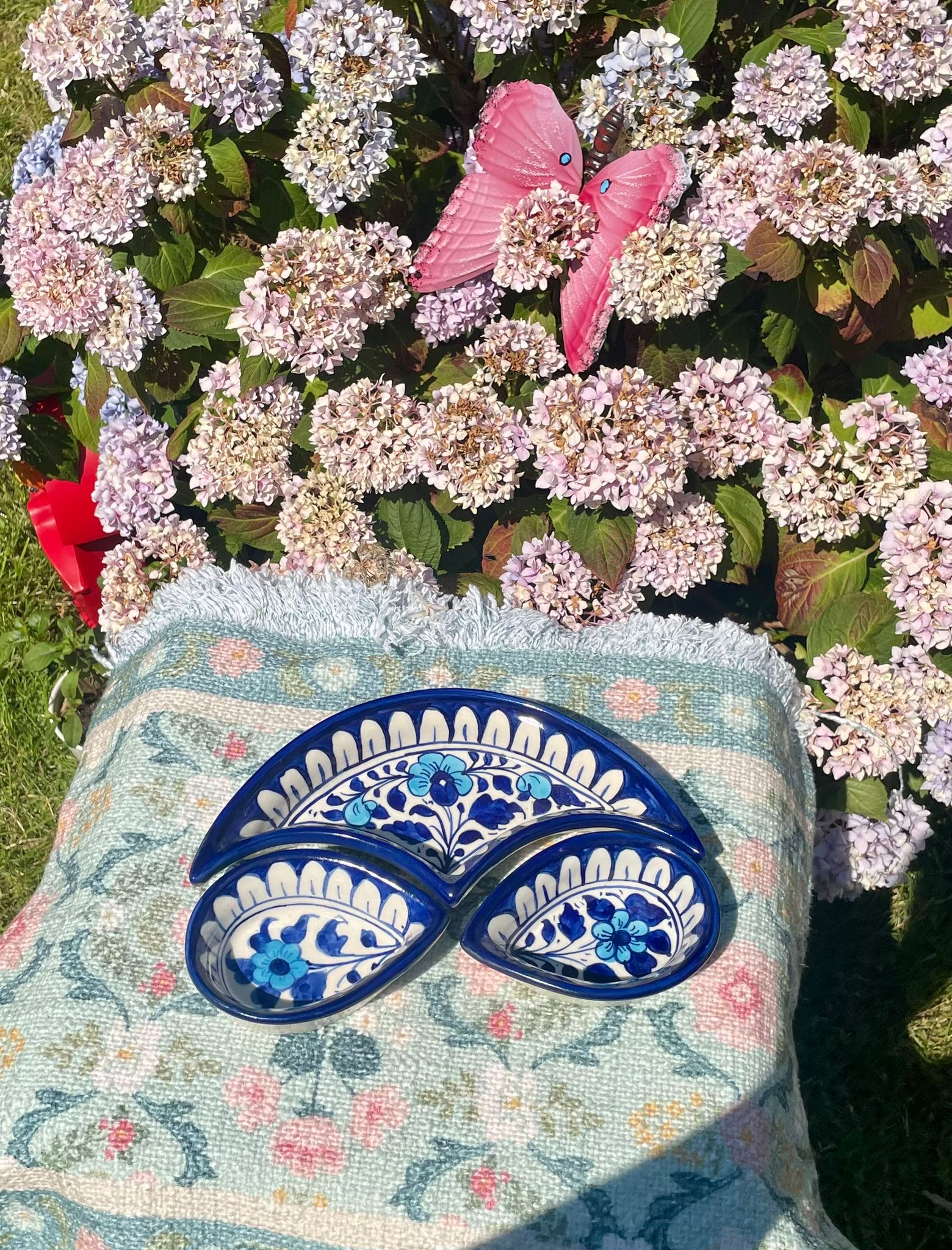 Handcrafted Multani Blue Pottery 3-Piece Serving & Snack Bowl Set