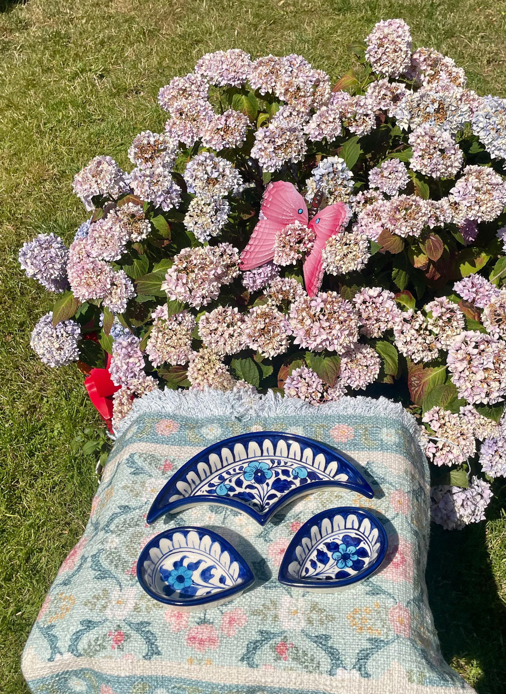 Handcrafted Multani Blue Pottery 3-Piece Serving & Snack Bowl Set