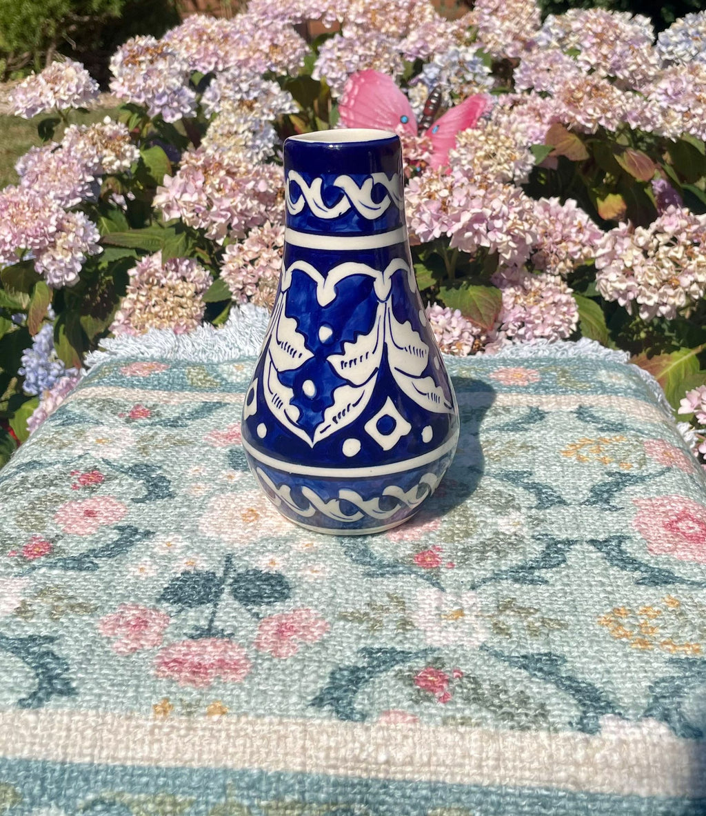 Handcrafted Multani Blue Pottery Ceramic Bud Vase (Approx. 4 Inches)