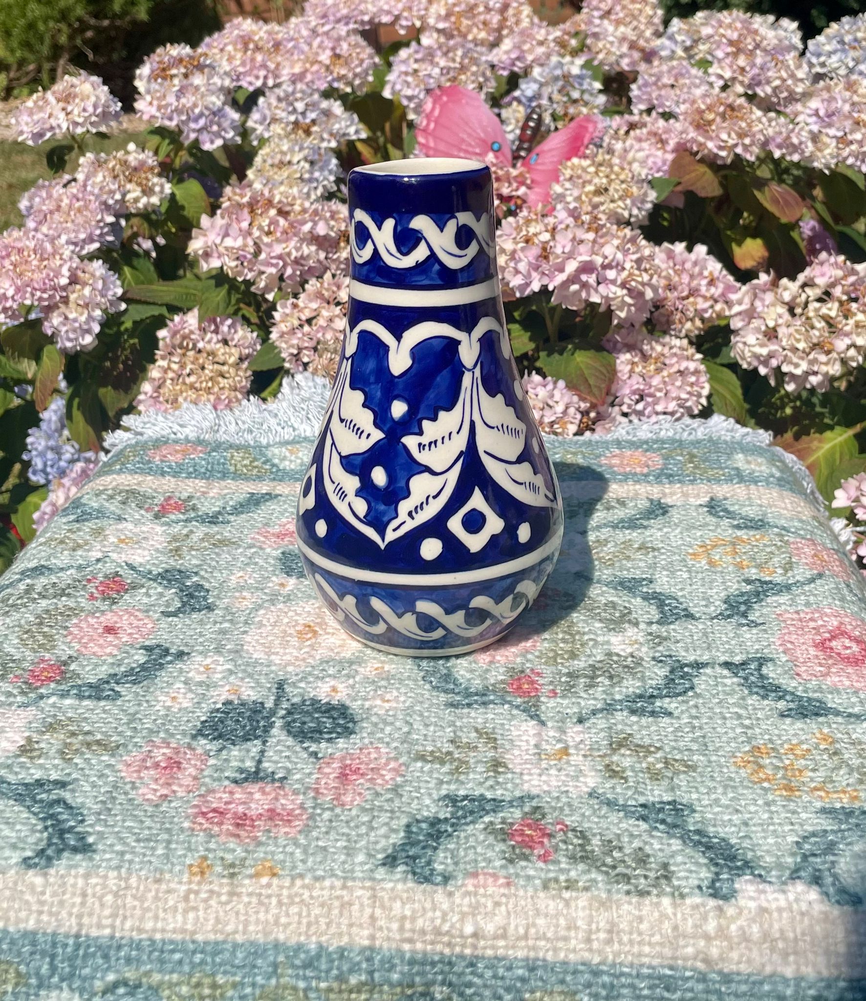 Handcrafted Multani Blue Pottery Ceramic Bud Vase (Approx. 4 Inches)
