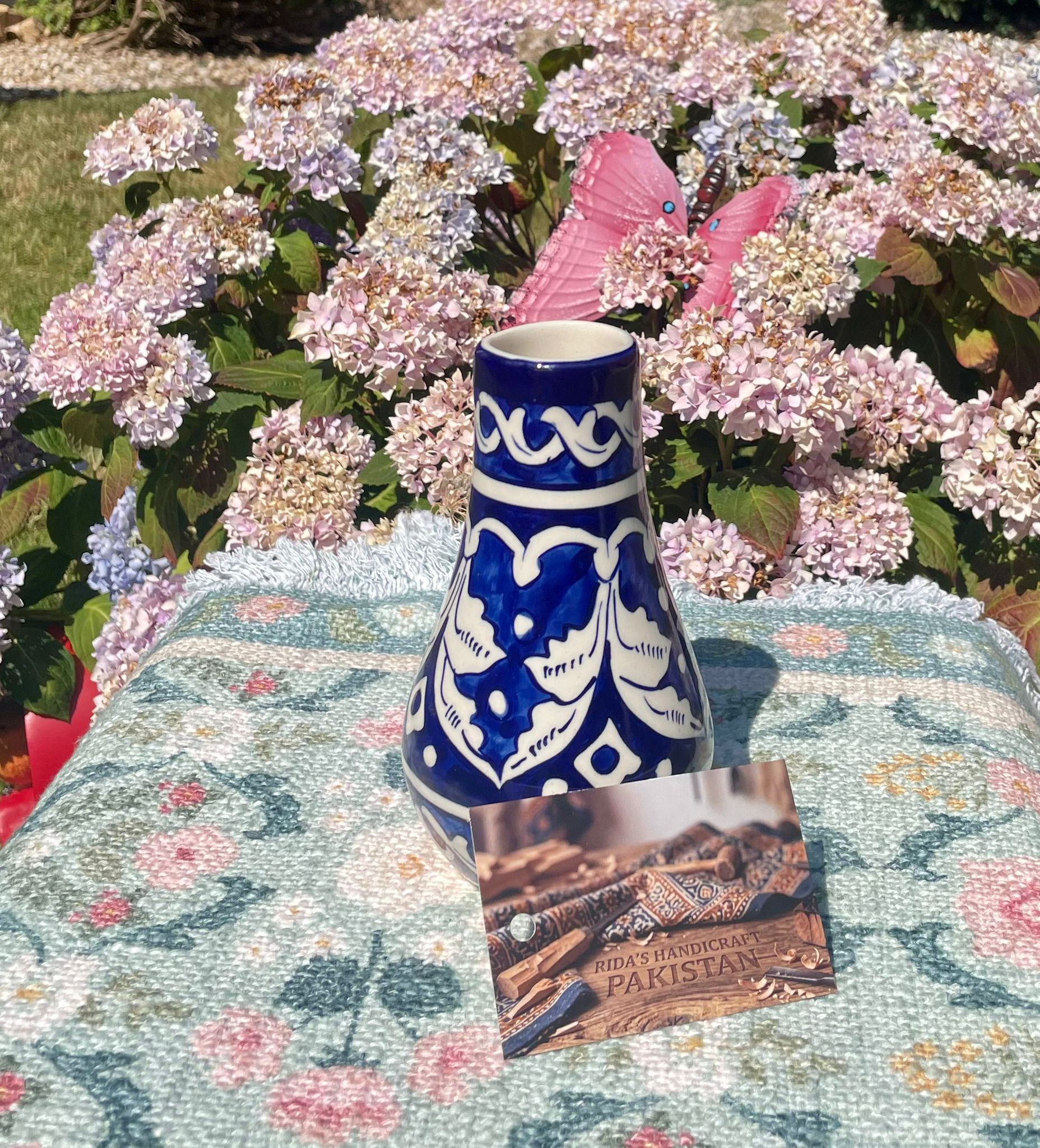 Handcrafted Multani Blue Pottery Ceramic Bud Vase (Approx. 4 Inches)