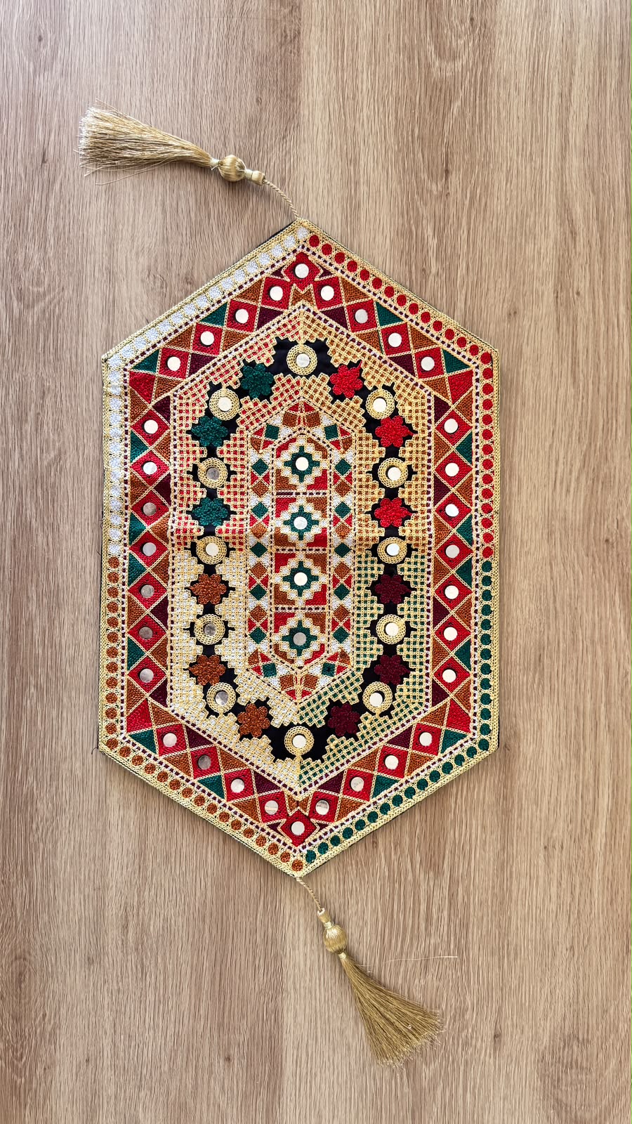 Handmade Traditional Table Runner Set of 3 – Embroidered South Asian Runner