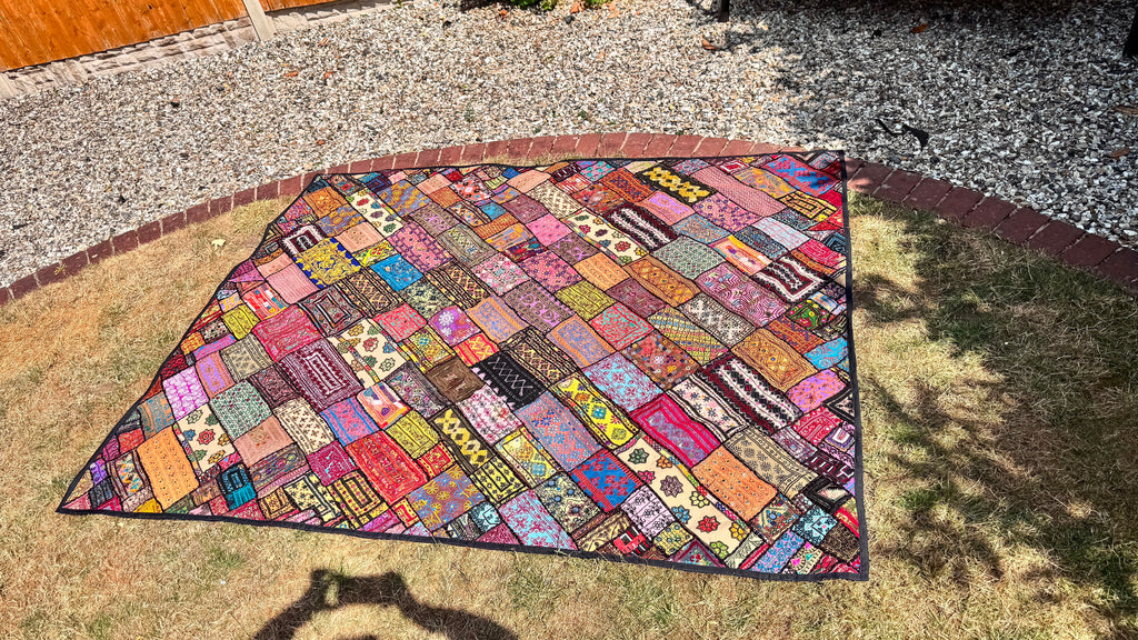 Handmade Sindhi Artisan Patchwork Tapestry/Wall Hanging / Rug / Throw (98" x 78")