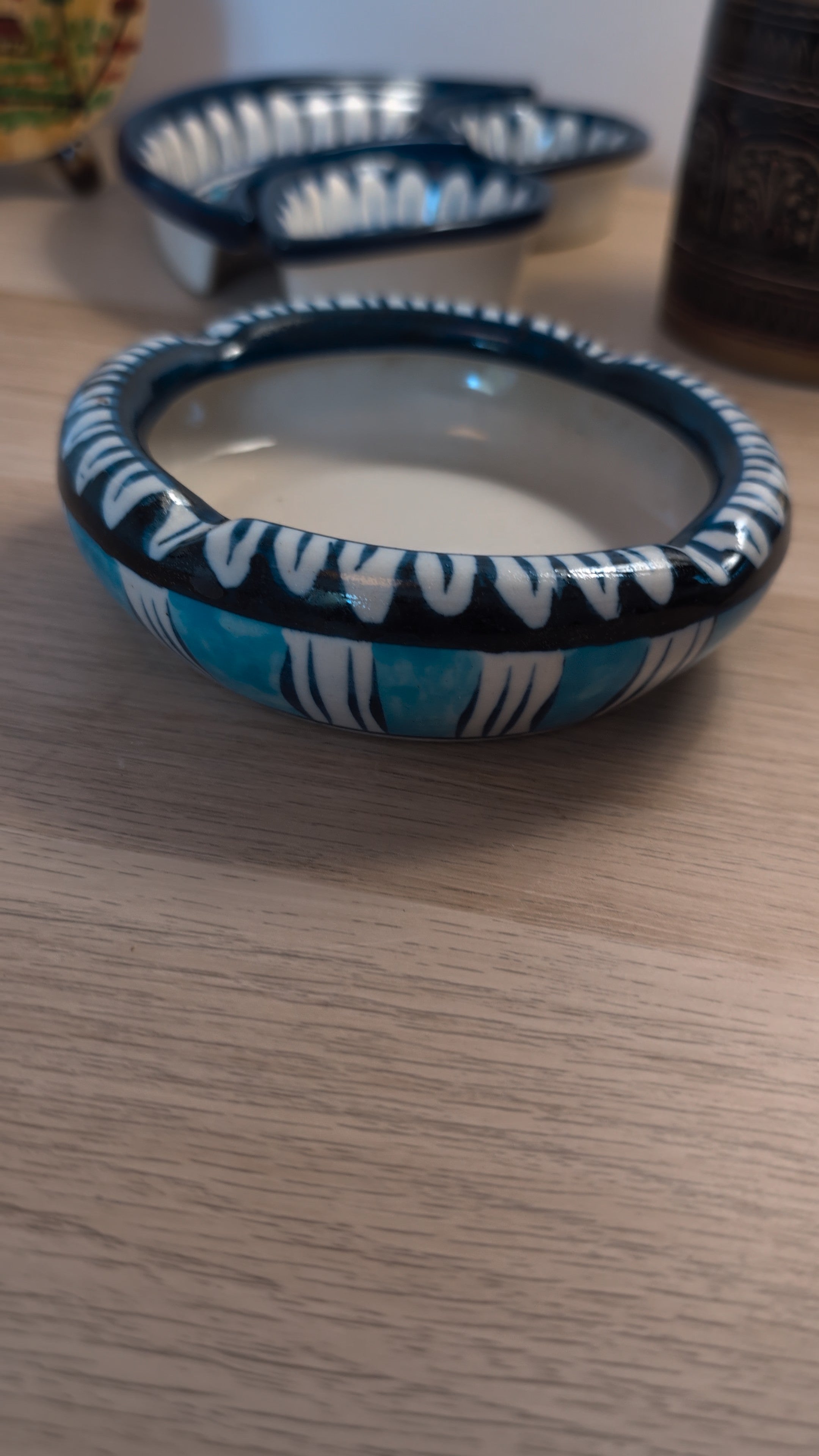 Handcrafted Multani Blue Pottery Ceramic Ashtray