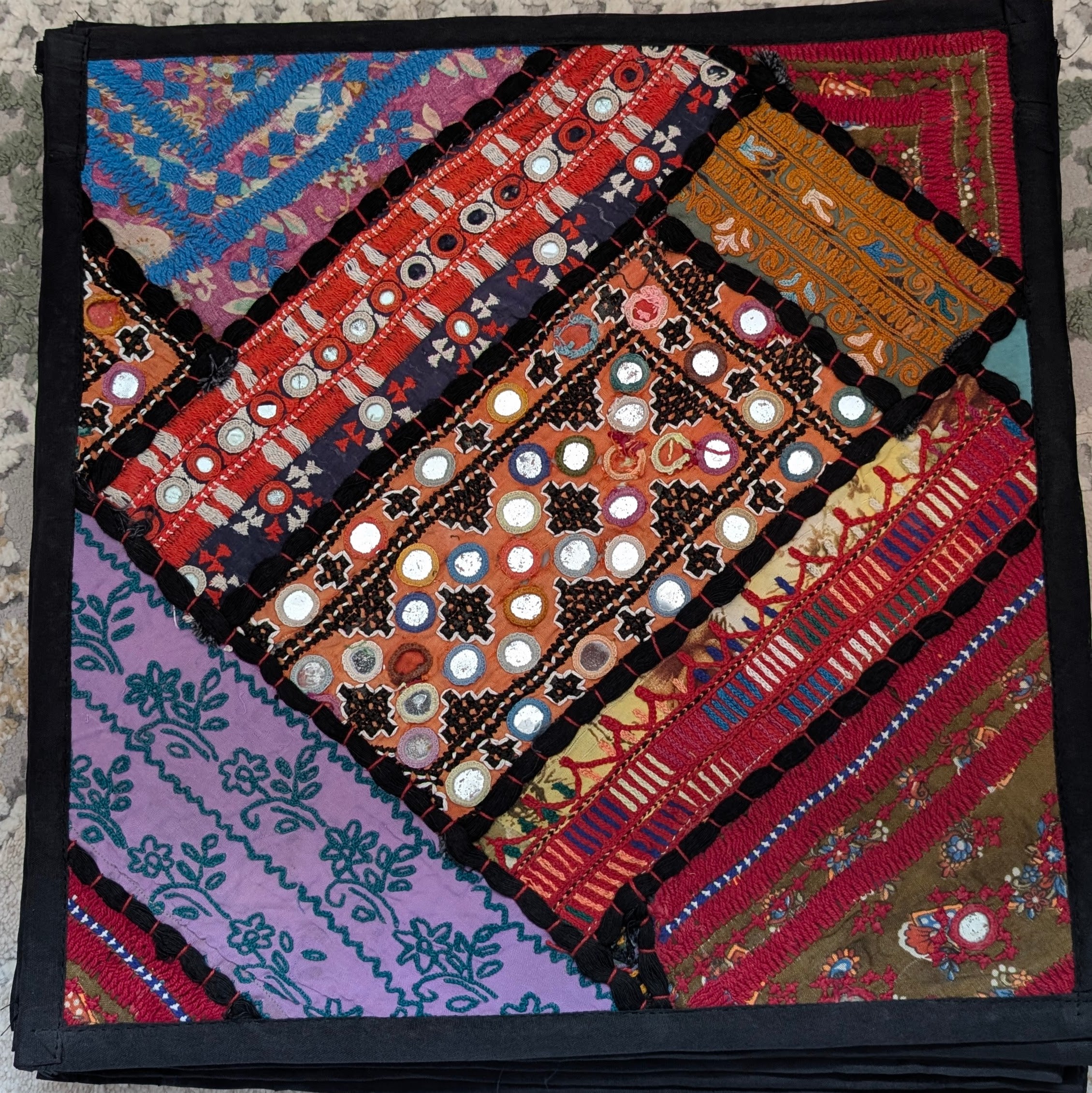 Handmade Ajrak Patchwork Cushion Cover (4 Cover Only)