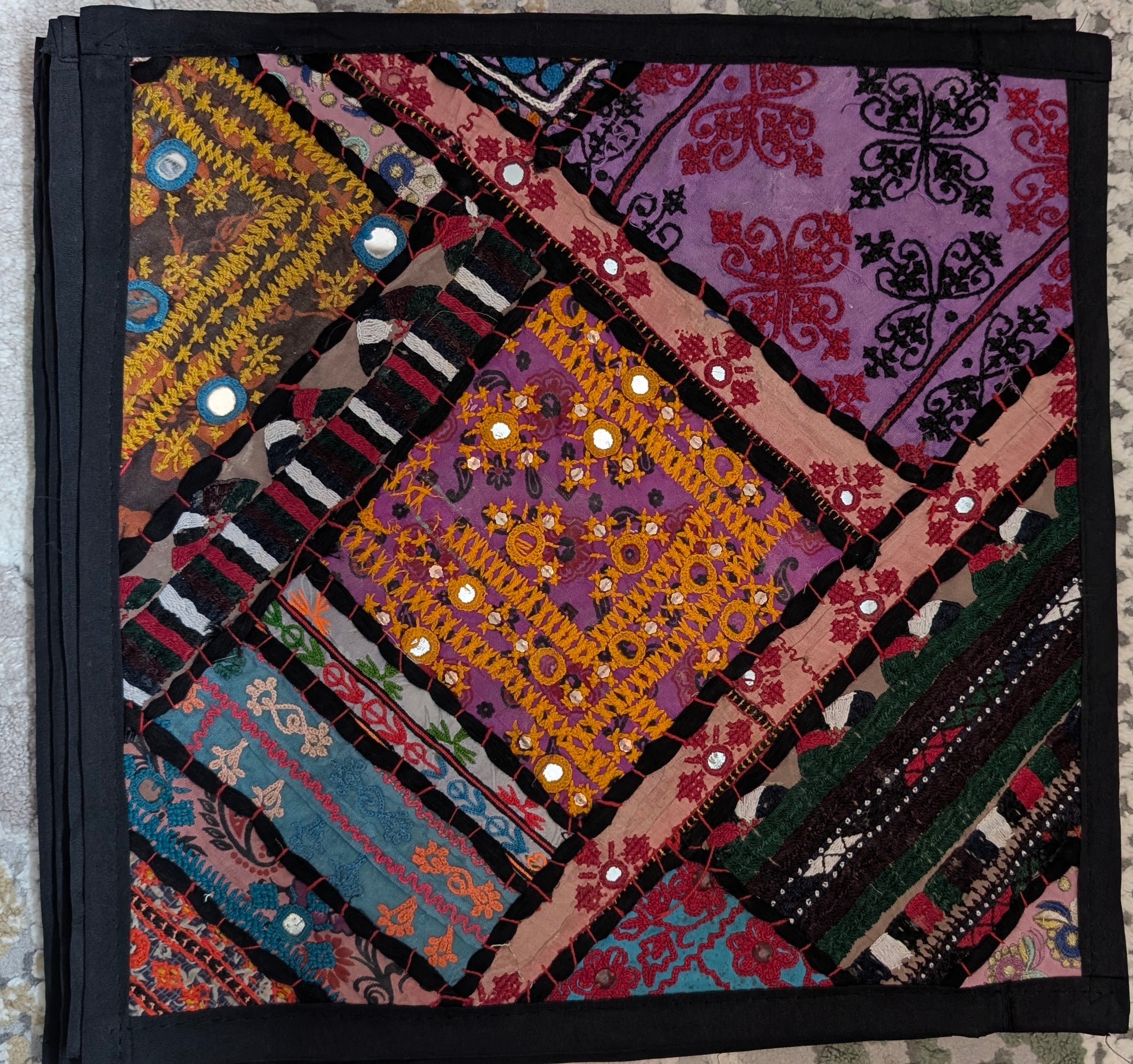 Handmade Ajrak Patchwork Cushion 4 Covers