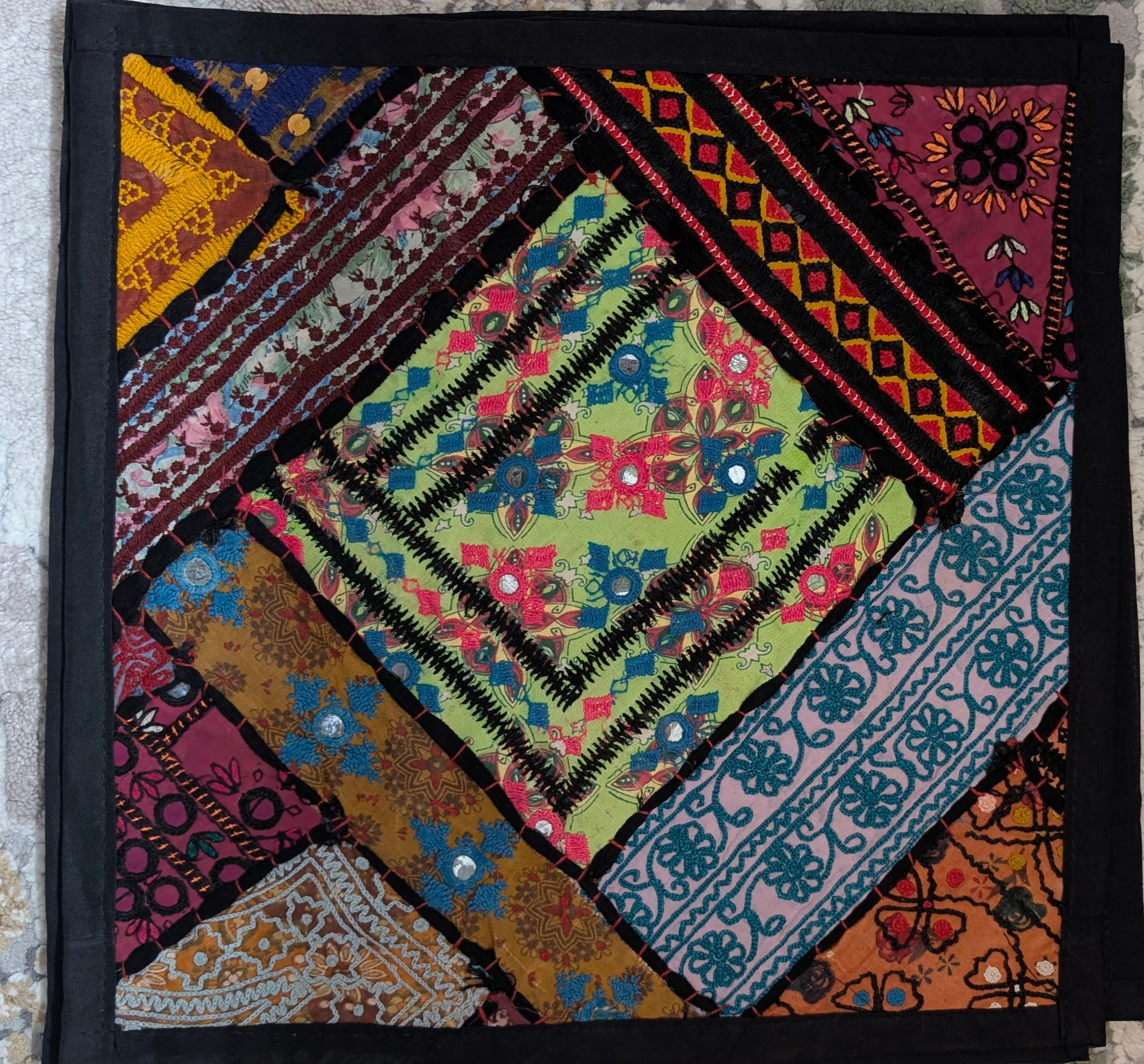 Handmade Ajrak Patchwork Cushion 4 Covers