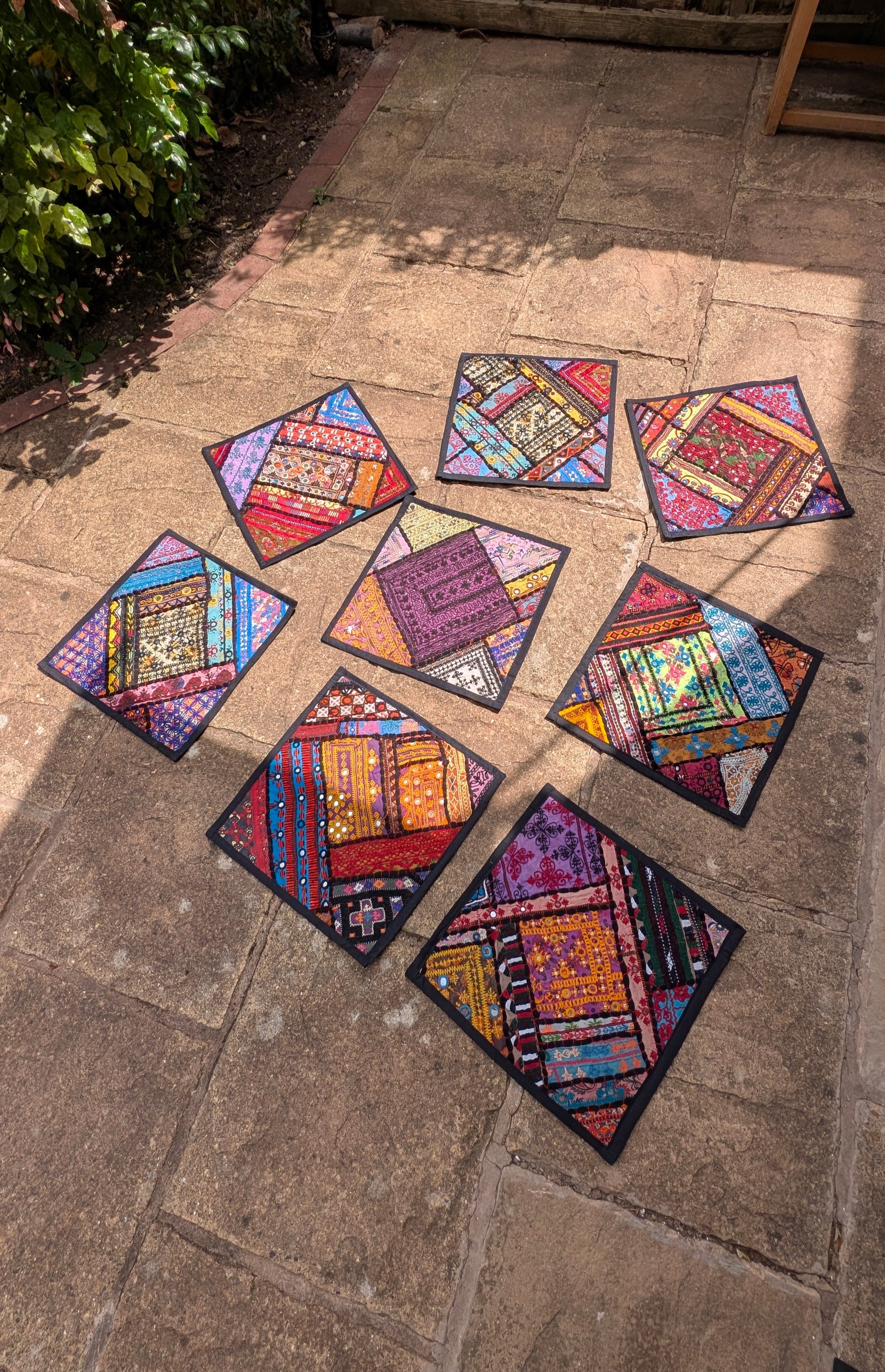 Handmade Ajrak Patchwork Cushion Cover (4 Cover Only)