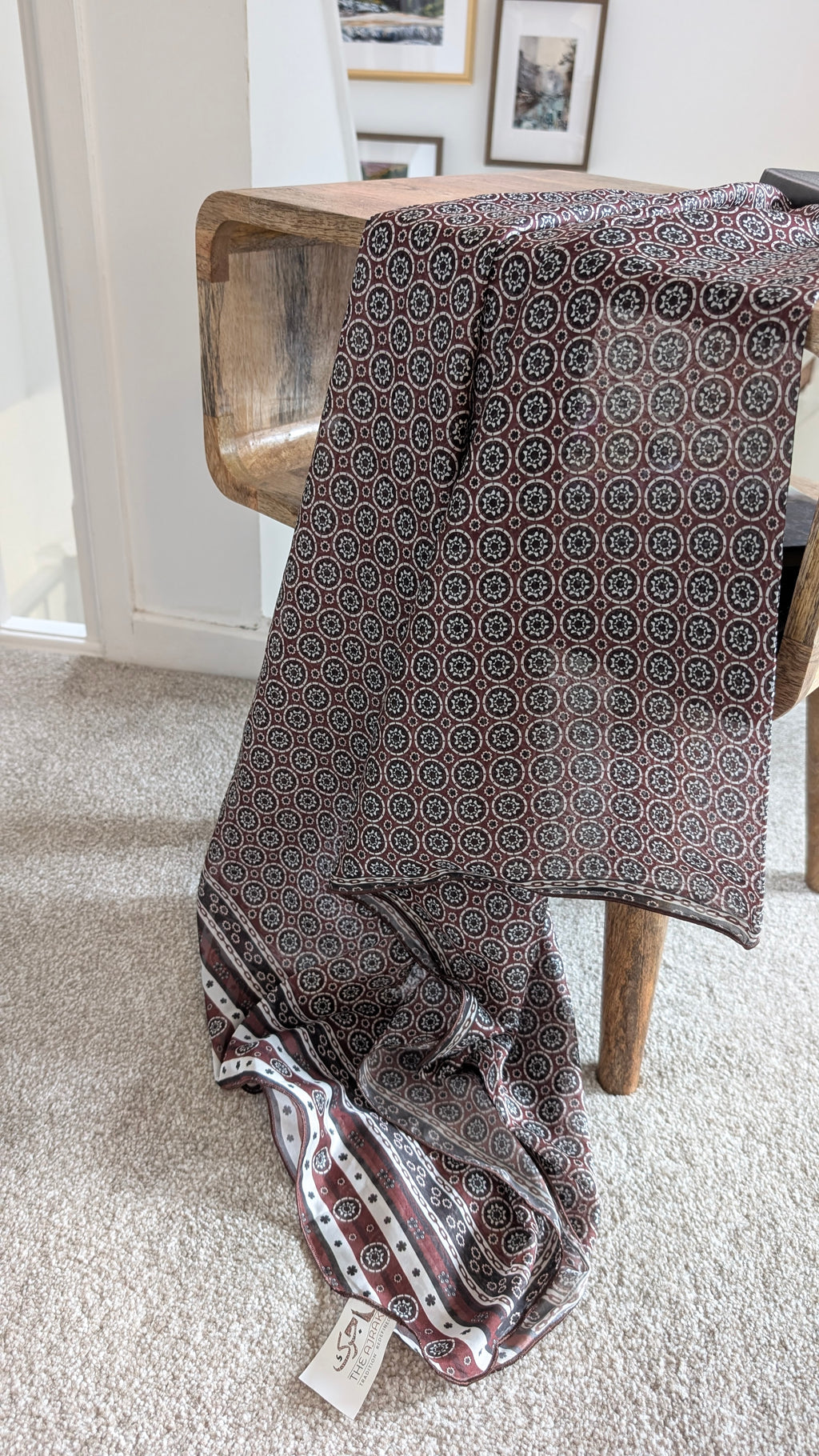 Handcrafted Sindhi Ajrak Block-Print Scarf / Shawl Red