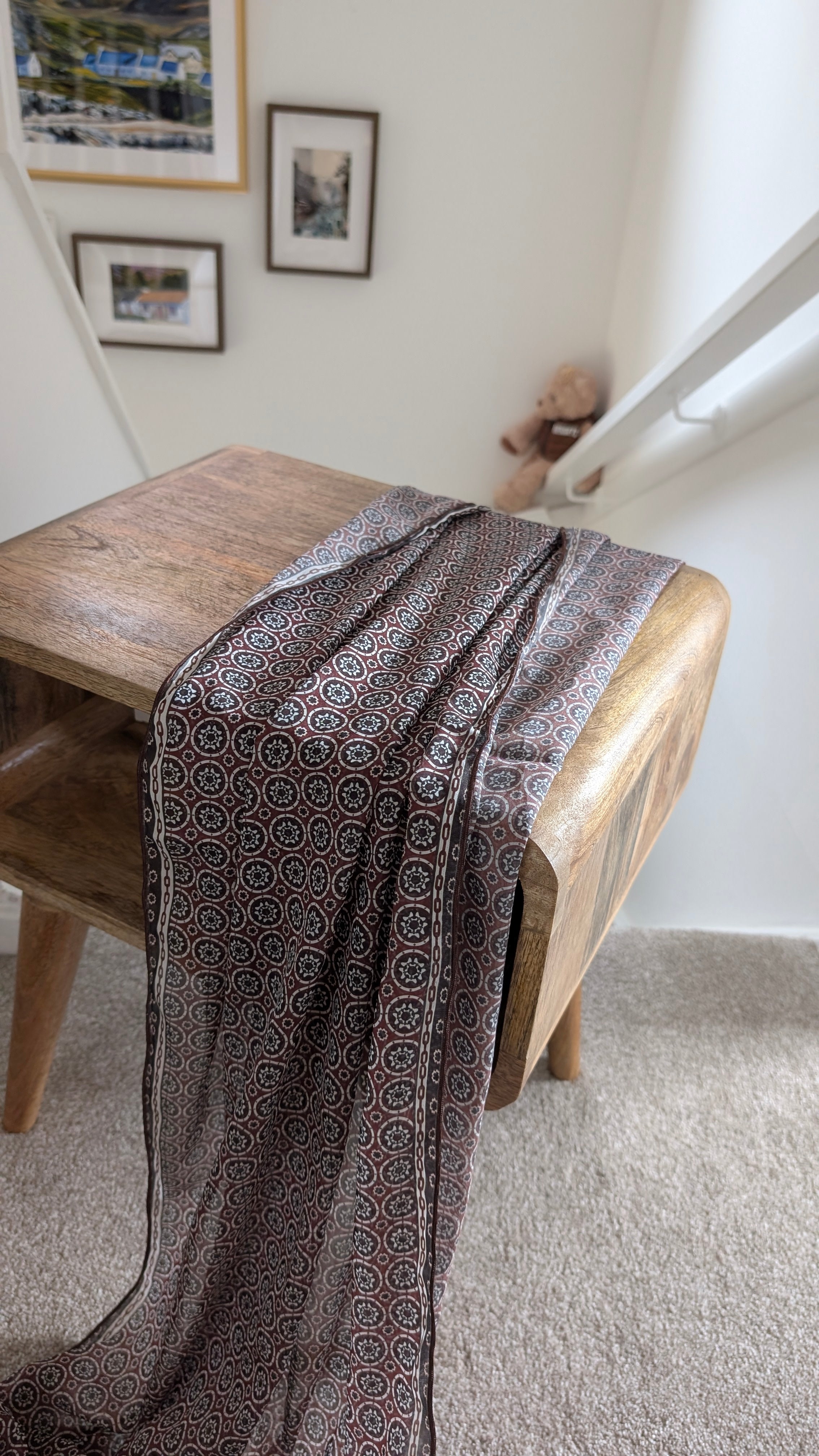 Handcrafted Sindhi Ajrak Block-Print Scarf / Shawl Red