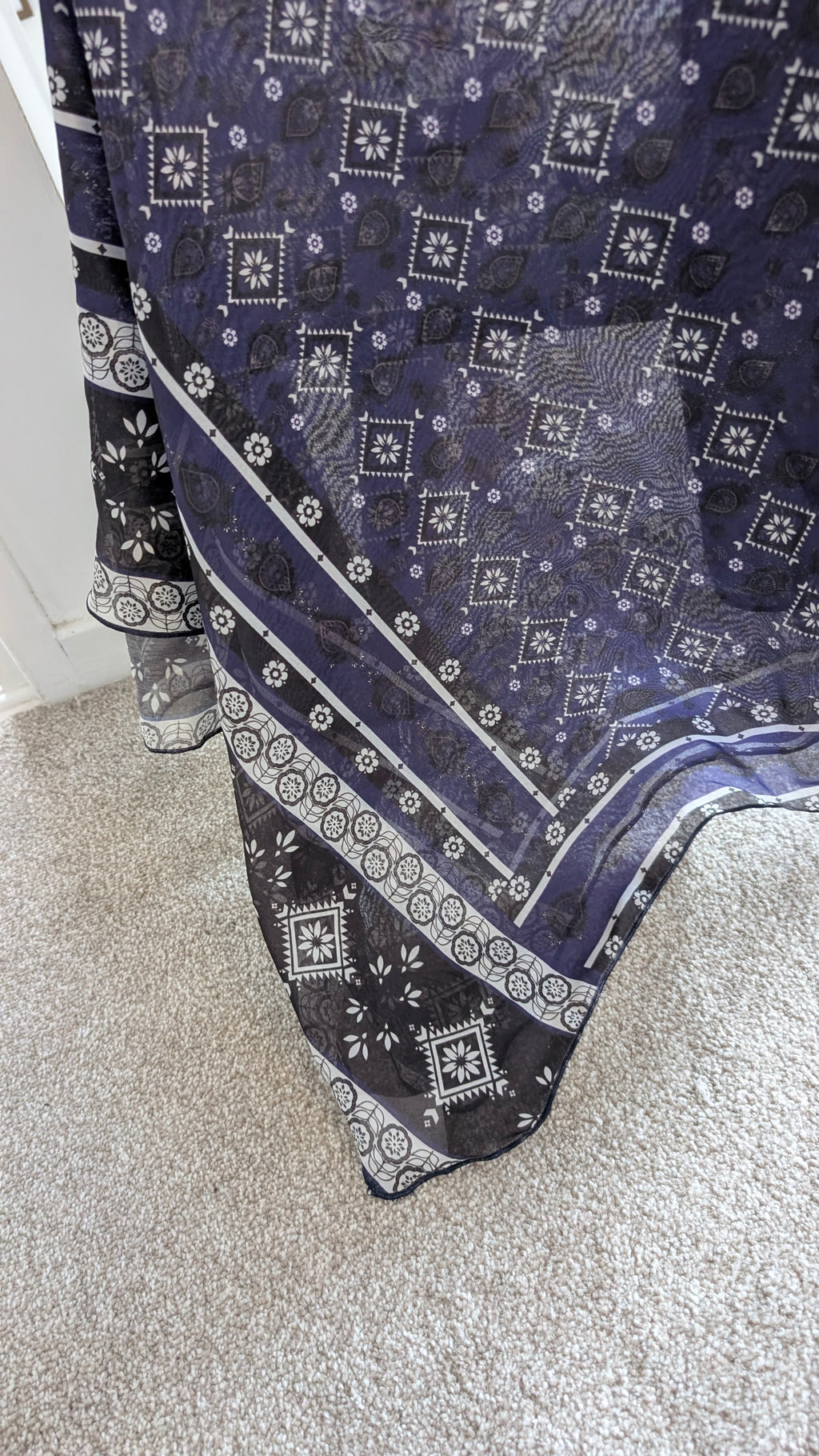 Handcrafted Sindhi Ajrak Block-Print Scarf / Shawl Blue