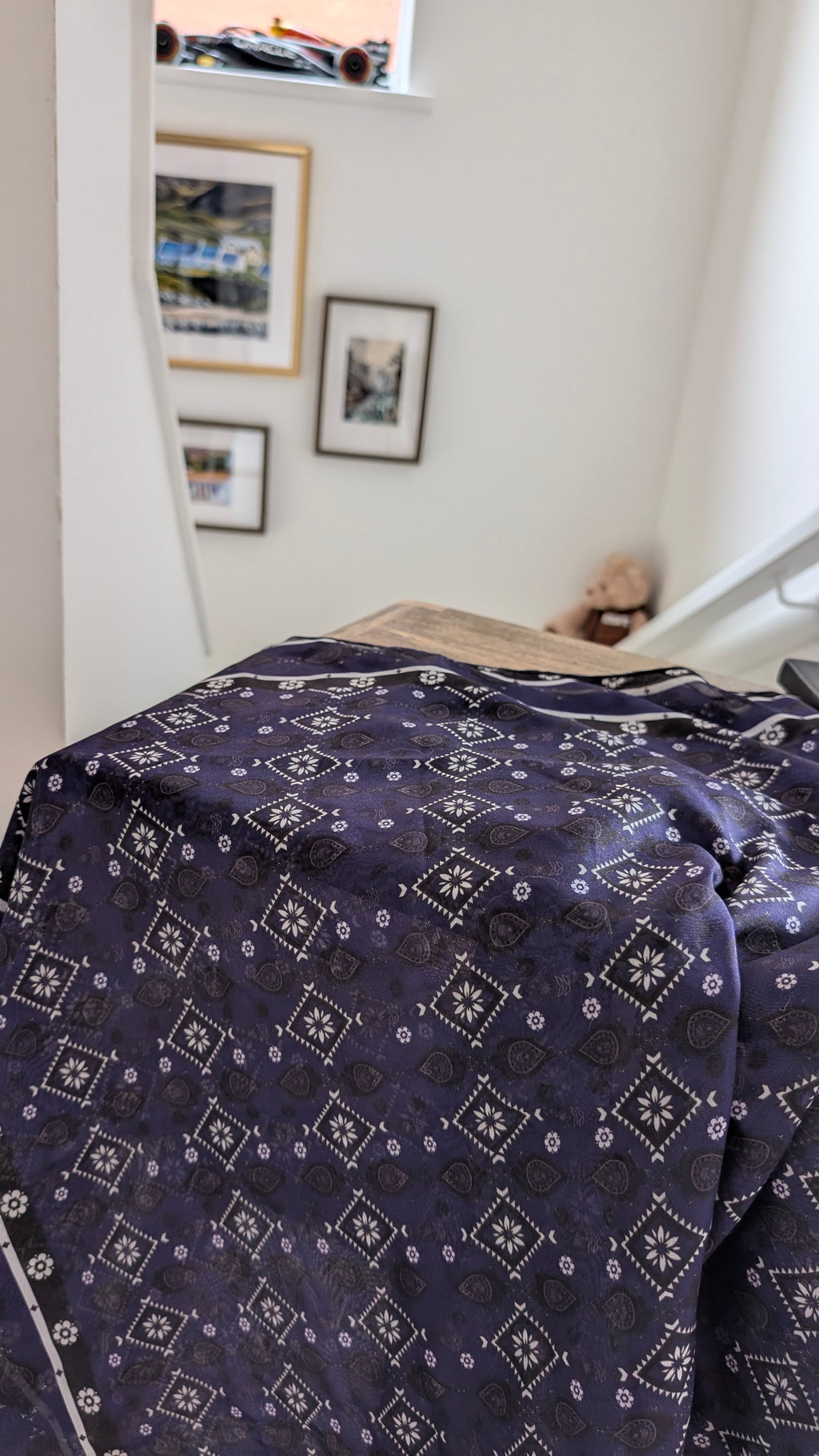 Handcrafted Sindhi Ajrak Block-Print Scarf / Shawl Blue