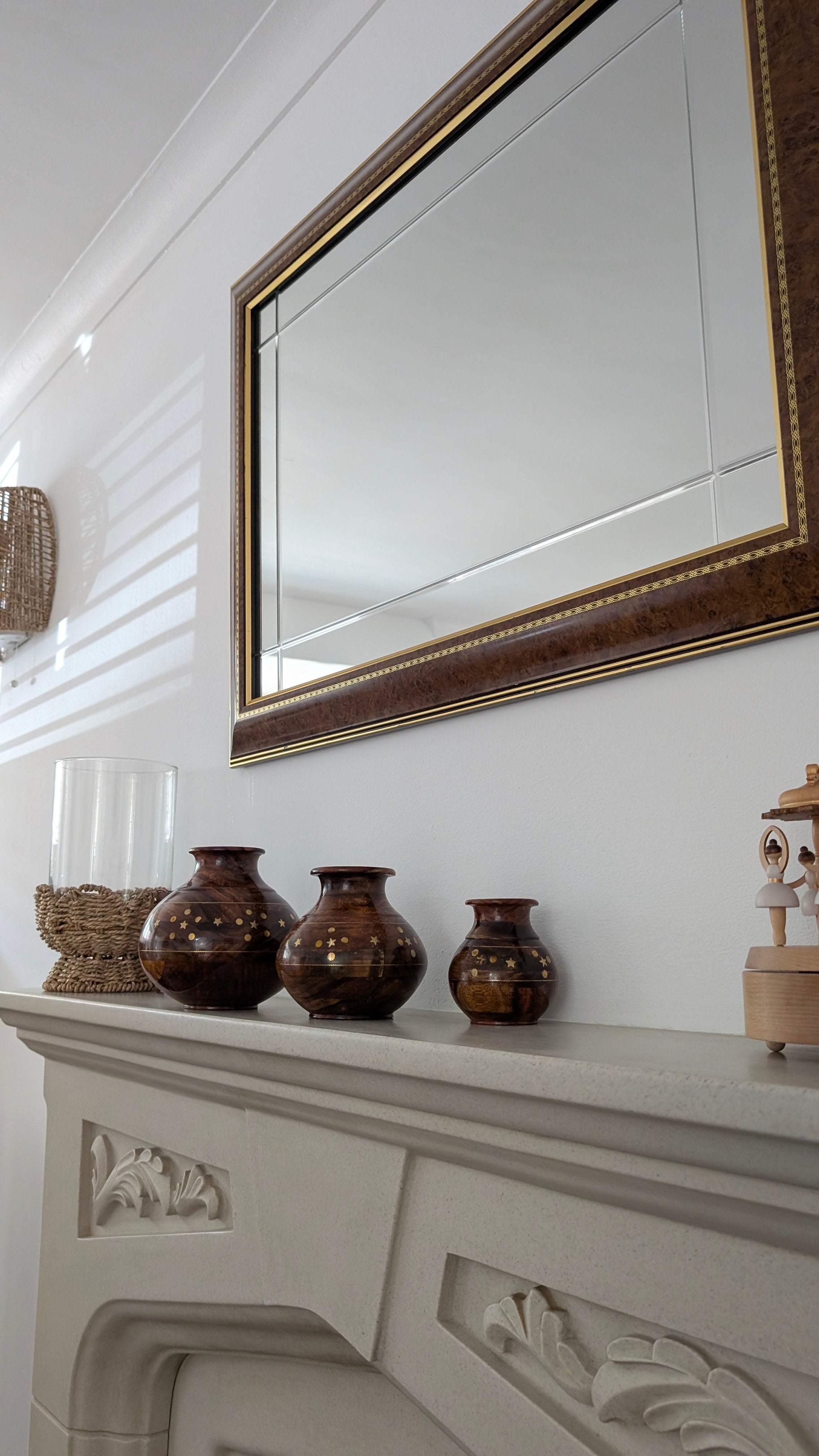 Hand-Turned Silanwali Wooden Vase Set (3-Piece) - Bras Inlay