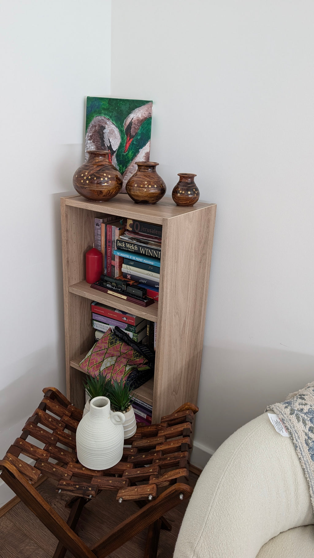 Hand-Turned Silanwali Wooden Vase Set (3-Piece) - Bras Inlay
