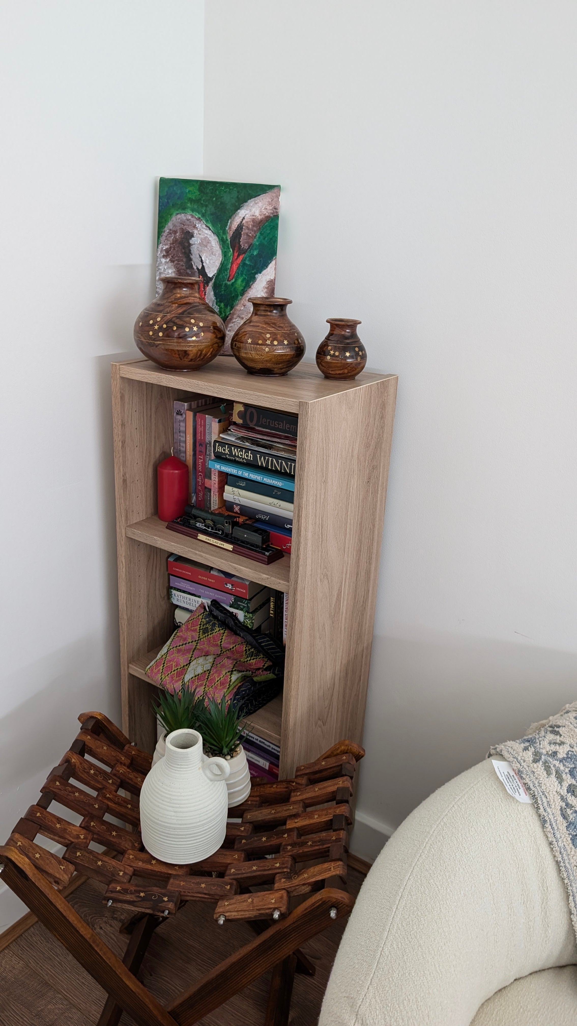 Hand-Turned Silanwali Wooden Vase Set (3-Piece) - Bras Inlay