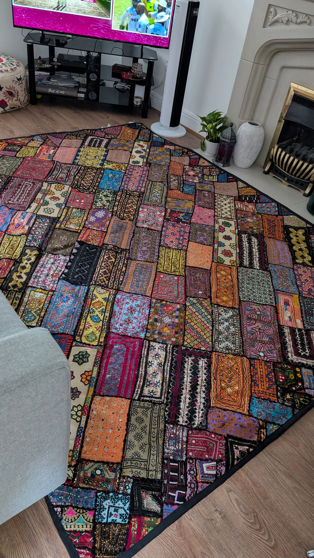 Handmade Sindhi Artisan Patchwork Tapestry/Wall Hanging / Rug / Throw (98" x 78")