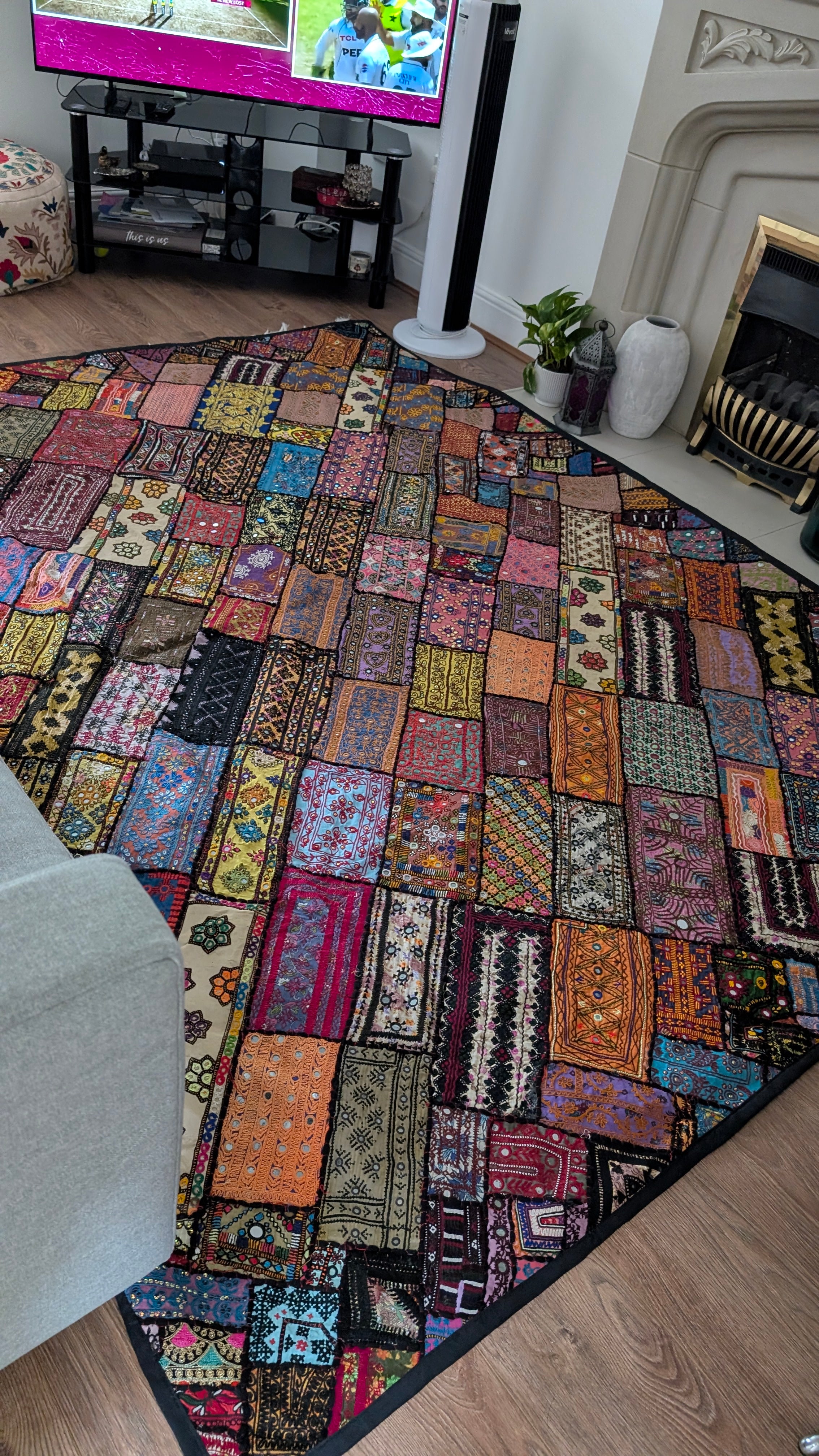 Handmade Sindhi Artisan Patchwork Tapestry/Wall Hanging / Rug / Throw (98" x 78")