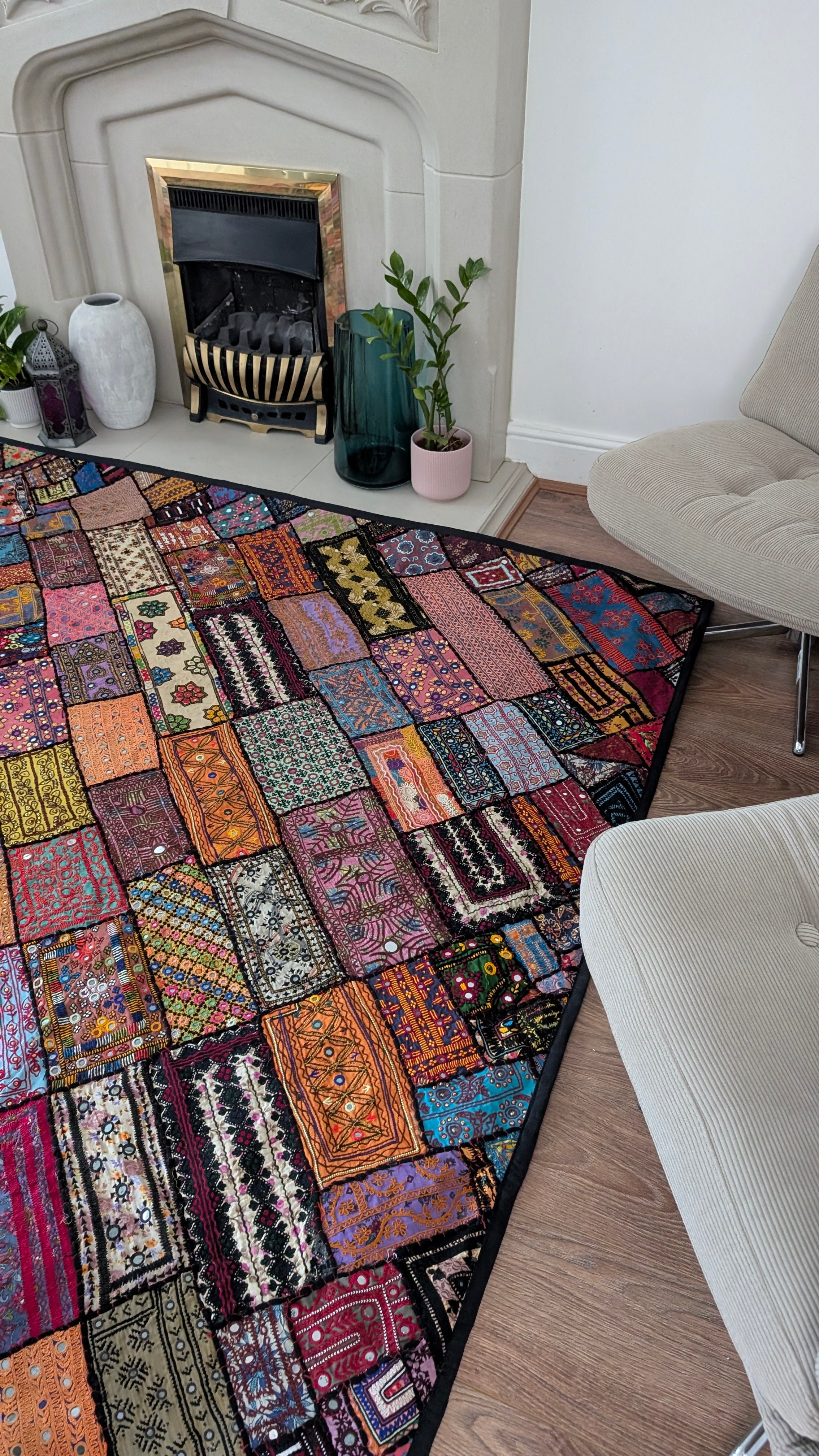 Handmade Sindhi Artisan Patchwork Tapestry/Wall Hanging / Rug / Throw (98" x 78")