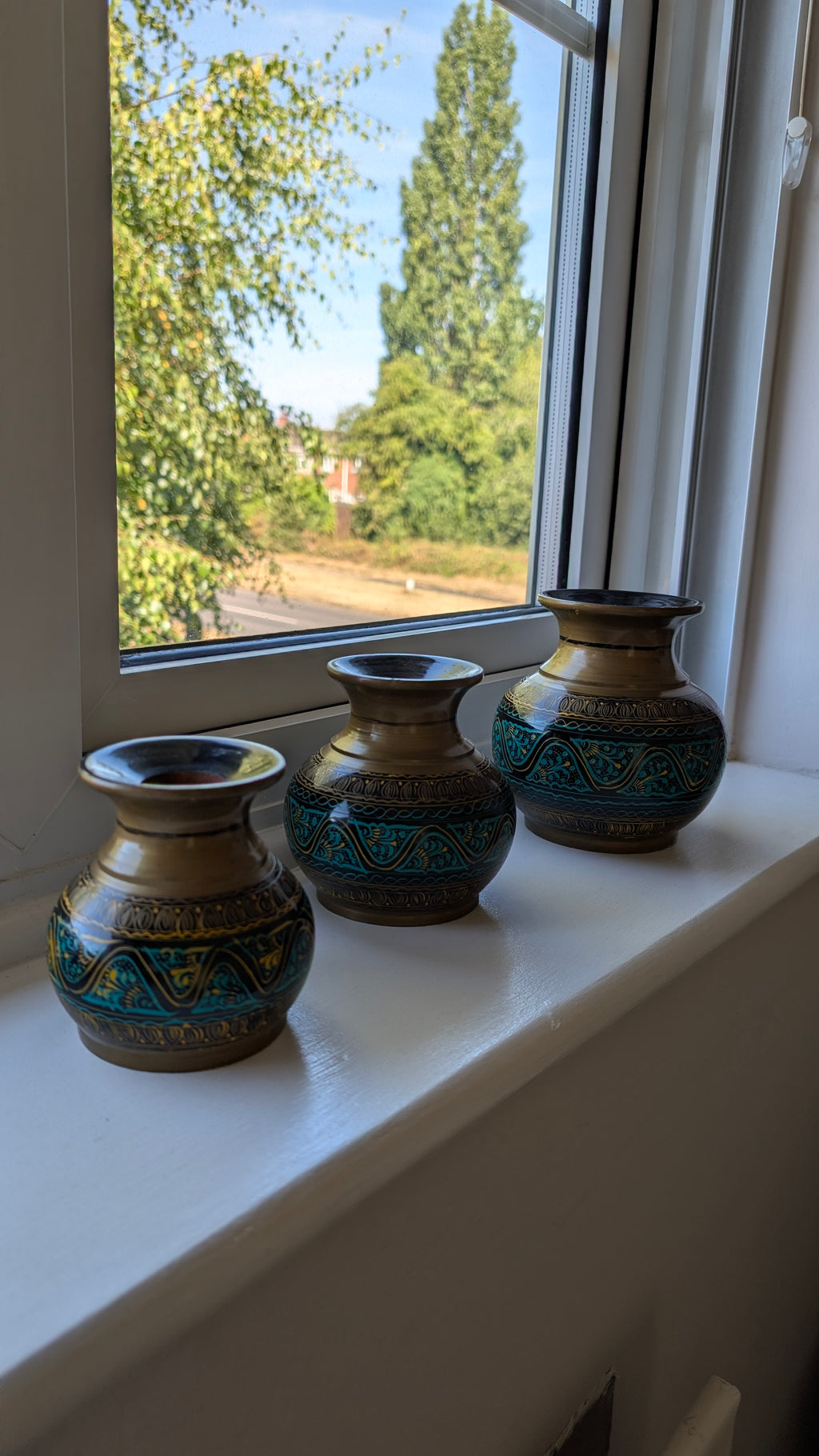 Hand-Turned Silanwali Wooden Vase Set (3-Piece) – Traditional Lacquer