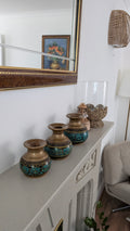 Hand-Turned Silanwali Wooden Vase Set (3-Piece) - Gold top