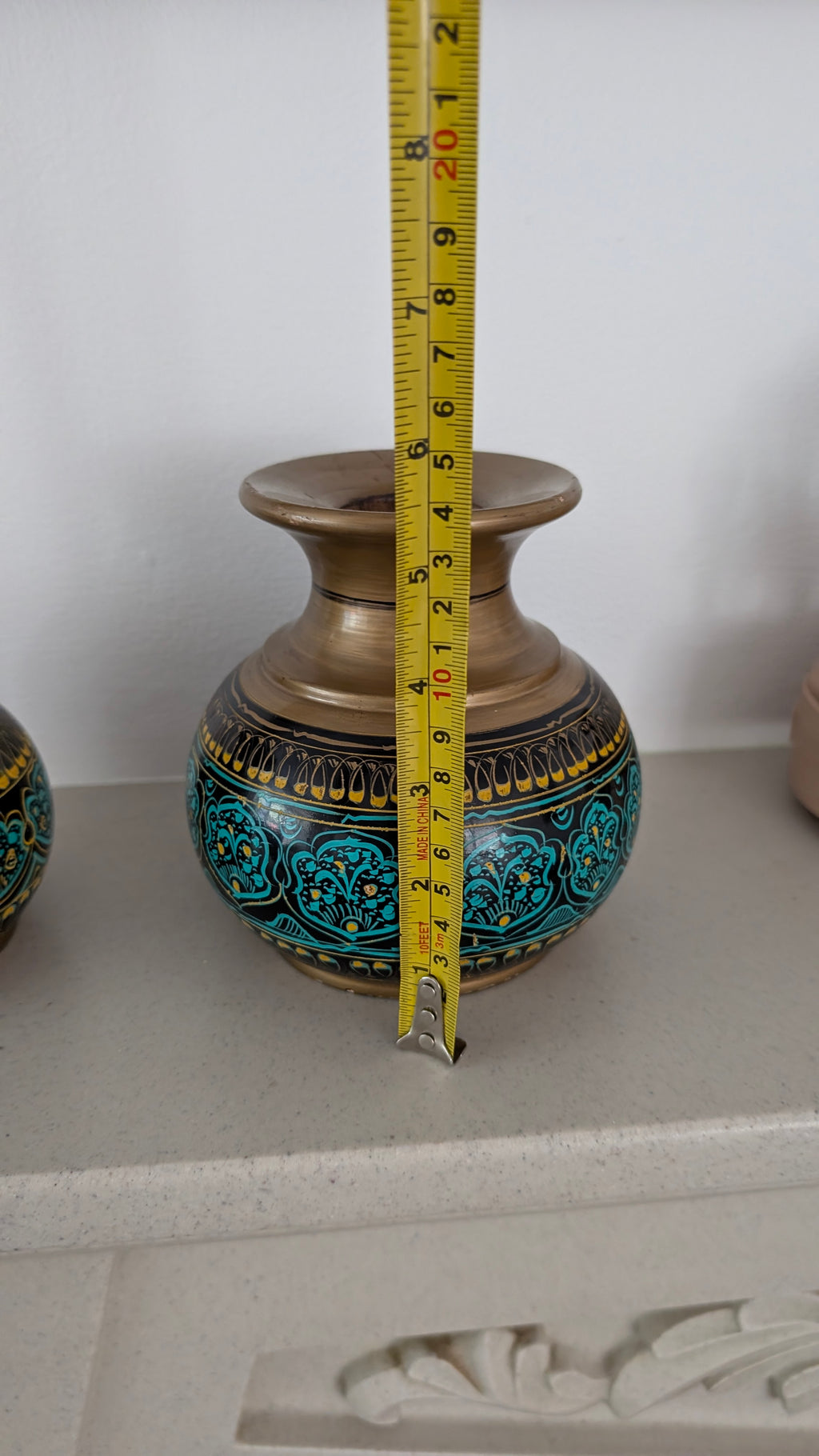 Hand-Turned Silanwali Wooden Vase Set (3-Piece) - Gold top