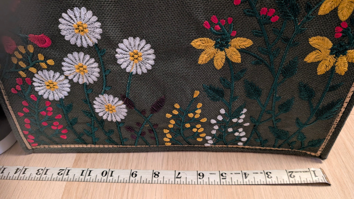 Handcrafted Jute Tote Bag with Traditional Multani Floral Embroidery