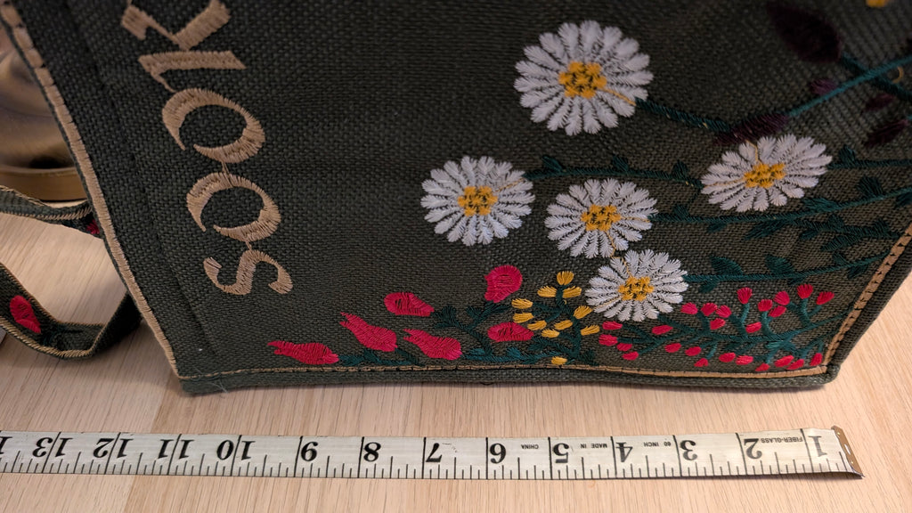 Handcrafted Jute Tote Bag with Traditional Multani Floral Embroidery