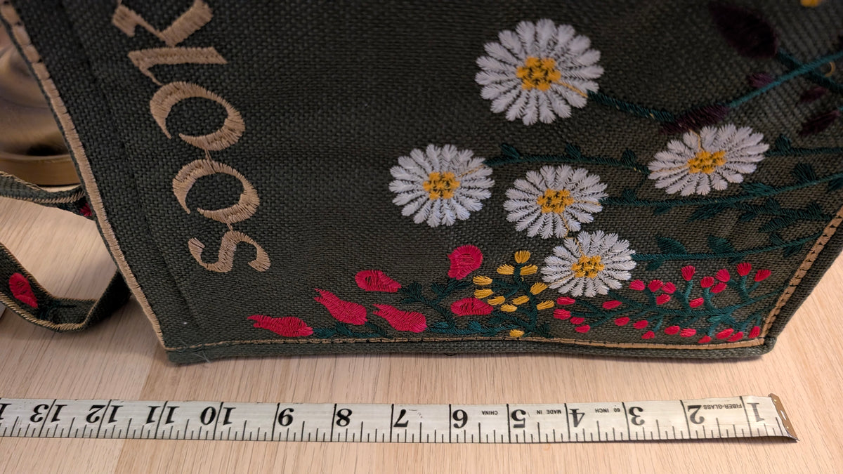 Handcrafted Jute Tote Bag with Traditional Multani Floral Embroidery