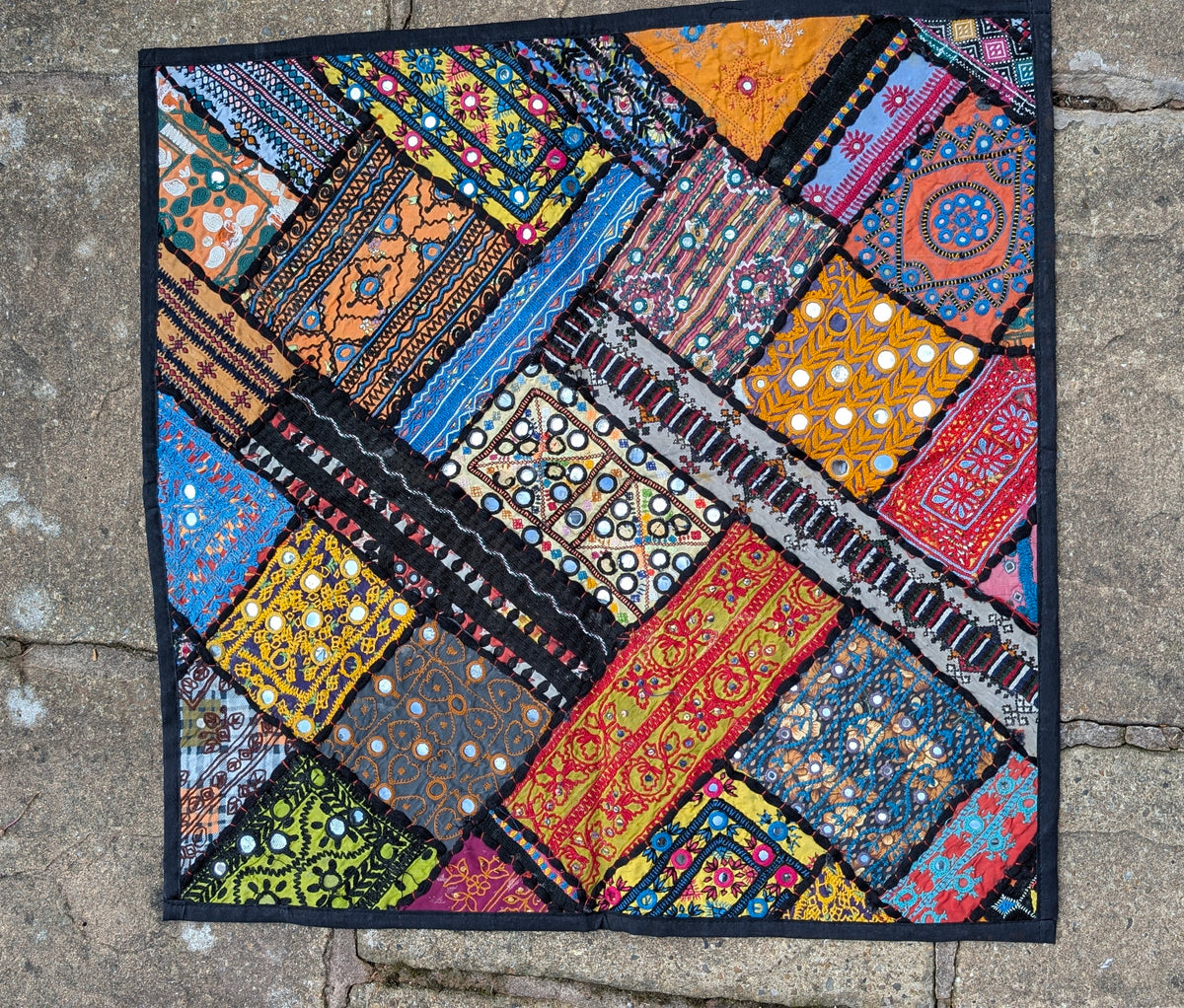 Handmade Sindhi Patchwork Decor | Traditional Single Tapestry 27" x 27"