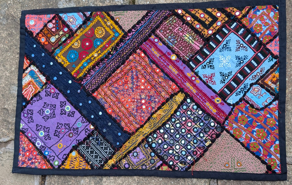 Handcrafted Sindhi Patchwork Wall & Accent Decor Vibrant Tapestry 17x 27" Single