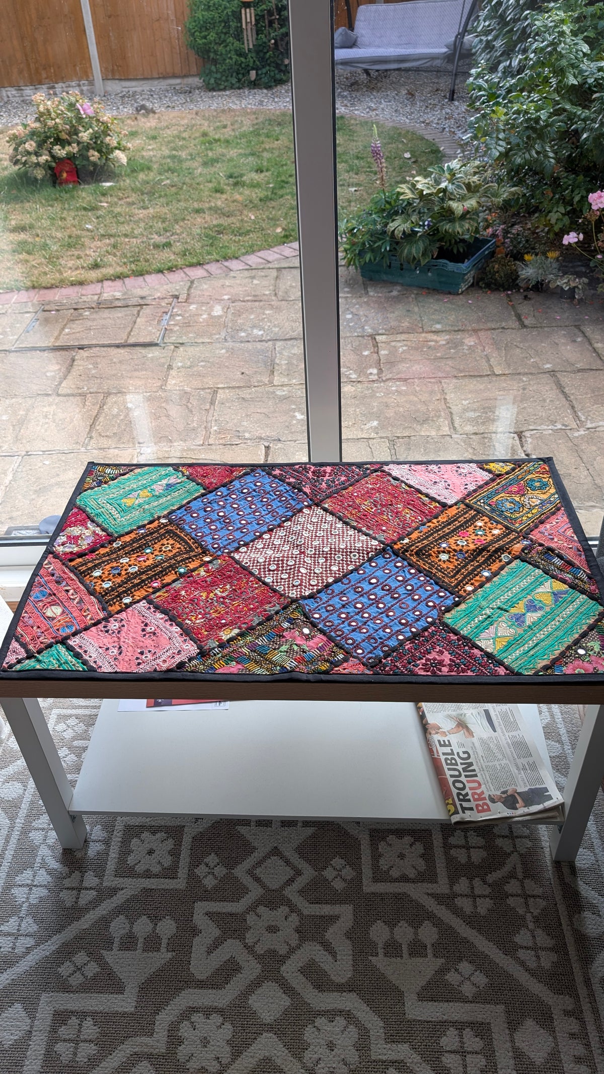 Handmade Sindhi Patchwork Decor | Traditional Multi-Color Work Tapestry 35" x 22"