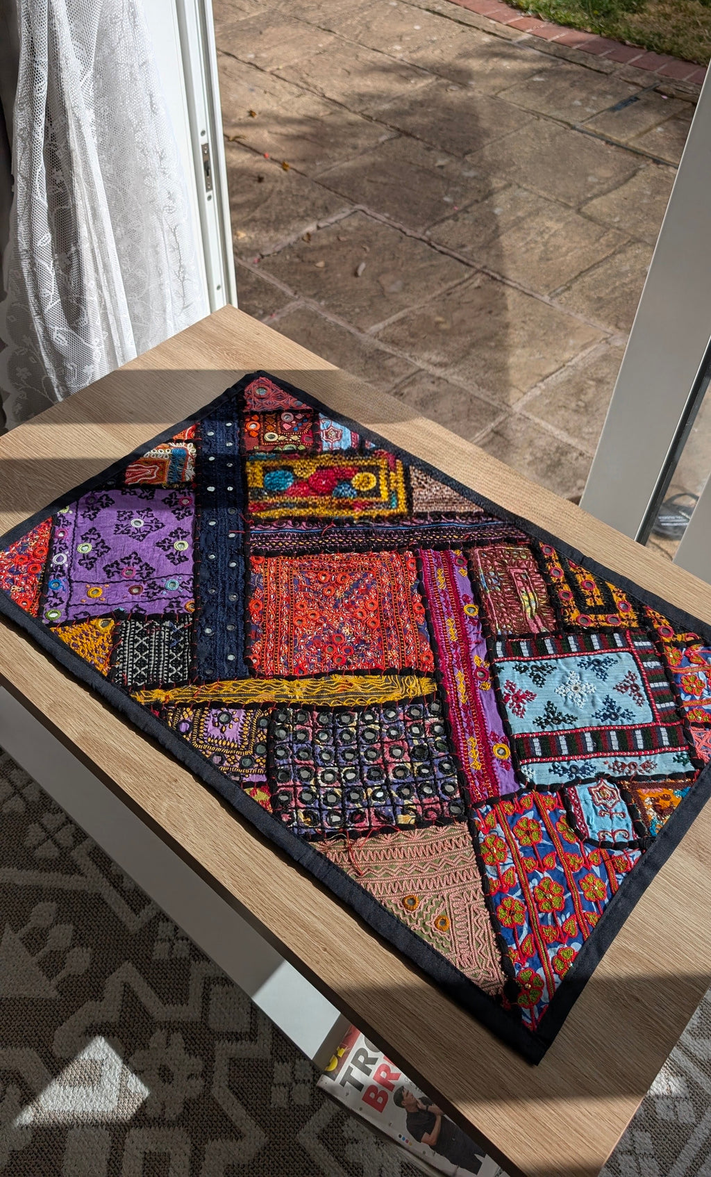 Handcrafted Sindhi Patchwork Wall & Accent Decor Vibrant Tapestry 17x 27" Single