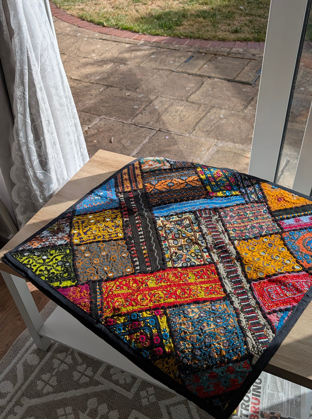 Handcrafted Sindhi Patchwork Wall Hanging 17" x 27" Vibrant Tapestry - Single