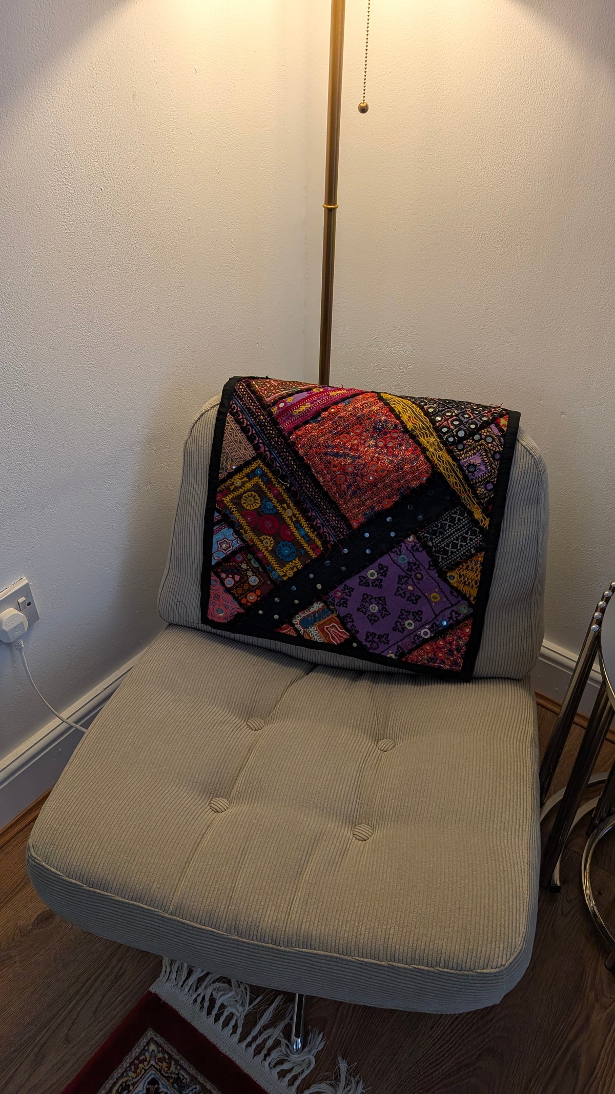 Handcrafted Sindhi Patchwork Wall Hanging 17" x 27" Vibrant Tapestry - Single