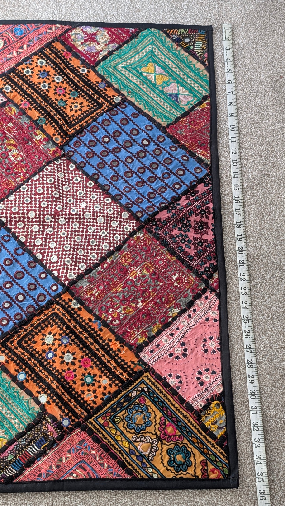 Handmade Sindhi Patchwork Decor | Traditional Multi-Color Work Tapestry 35" x 22"
