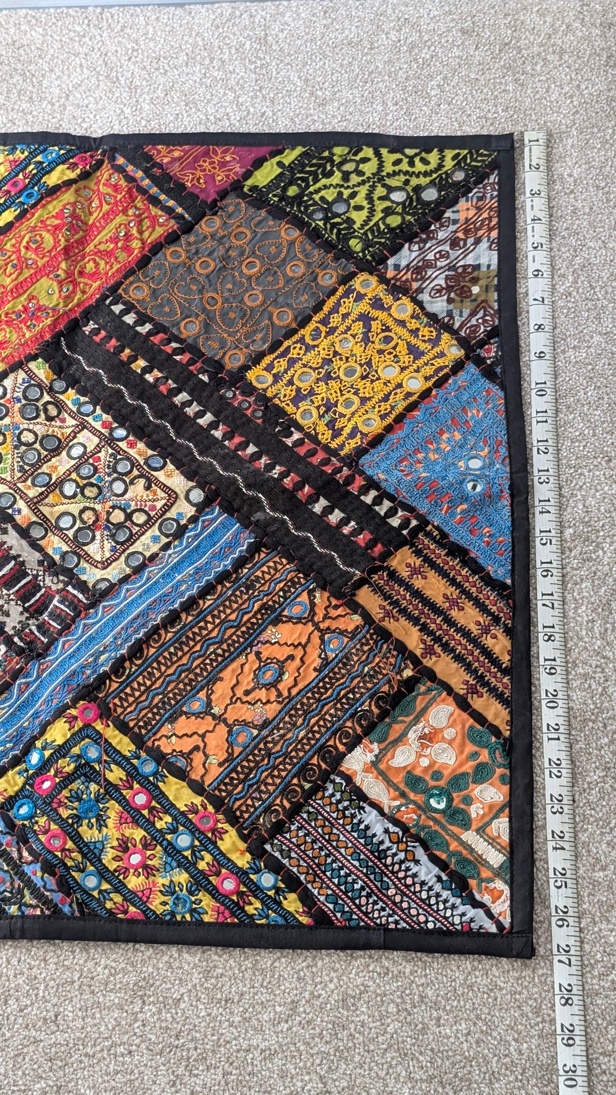 Handcrafted Sindhi Patchwork Wall Hanging 17" x 27" Vibrant Tapestry - Single