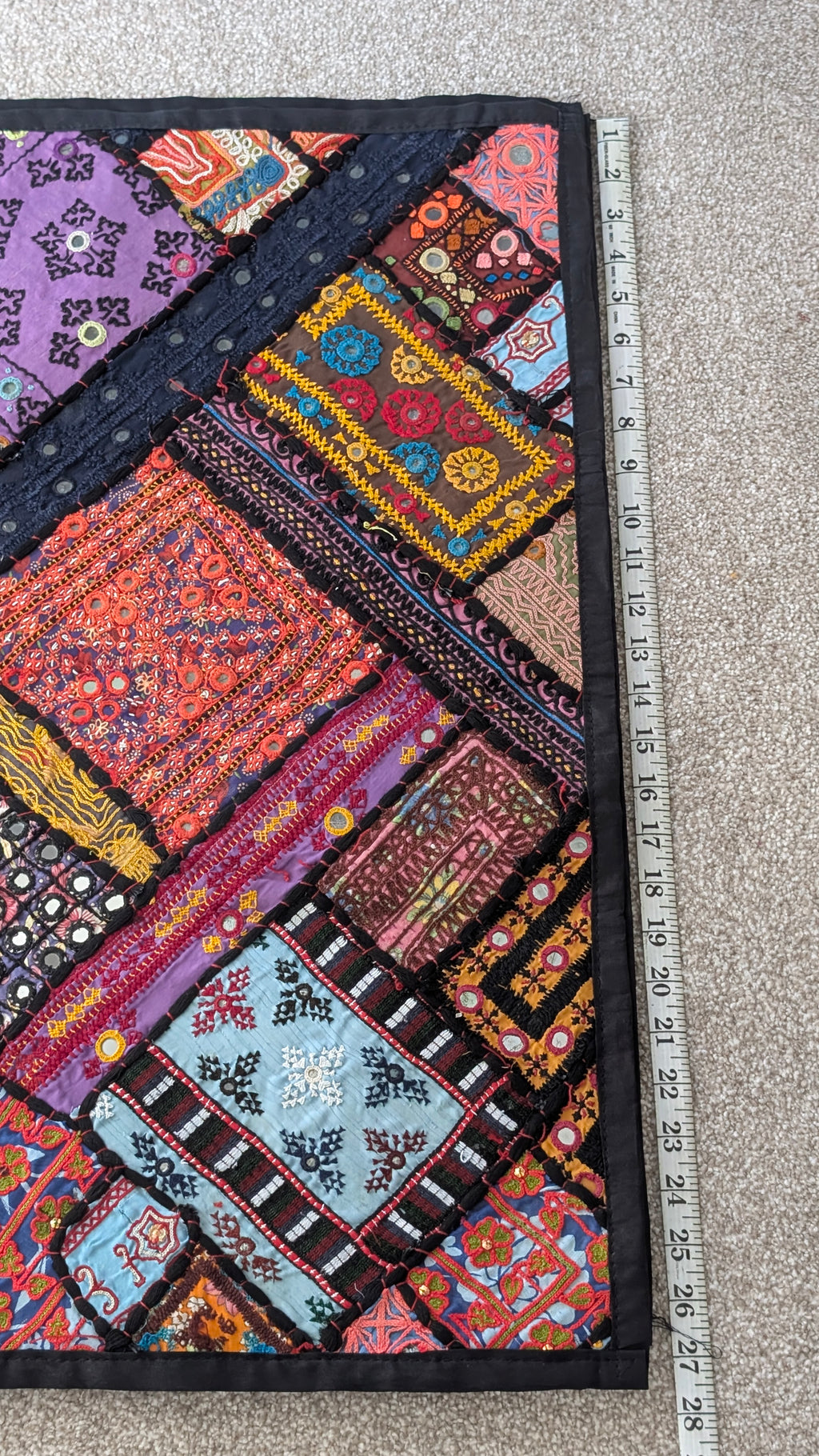 Handcrafted Sindhi Patchwork Wall & Accent Decor Vibrant Tapestry 17x 27" Single