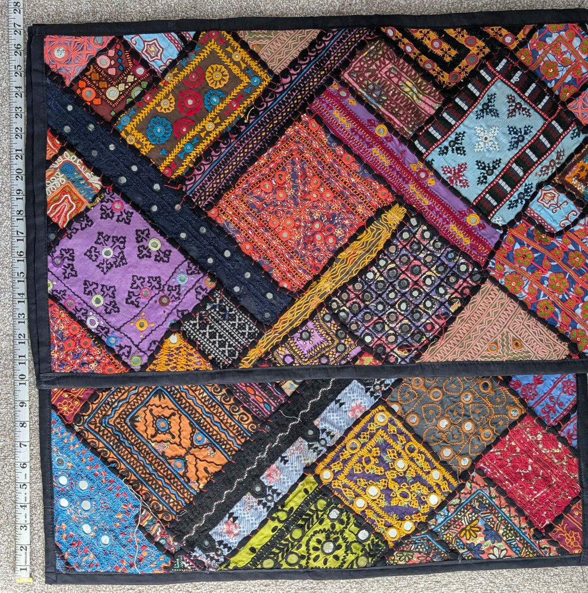 Handcrafted Sindhi Patchwork Wall & Accent Decor Vibrant Tapestry 17x 27" Single